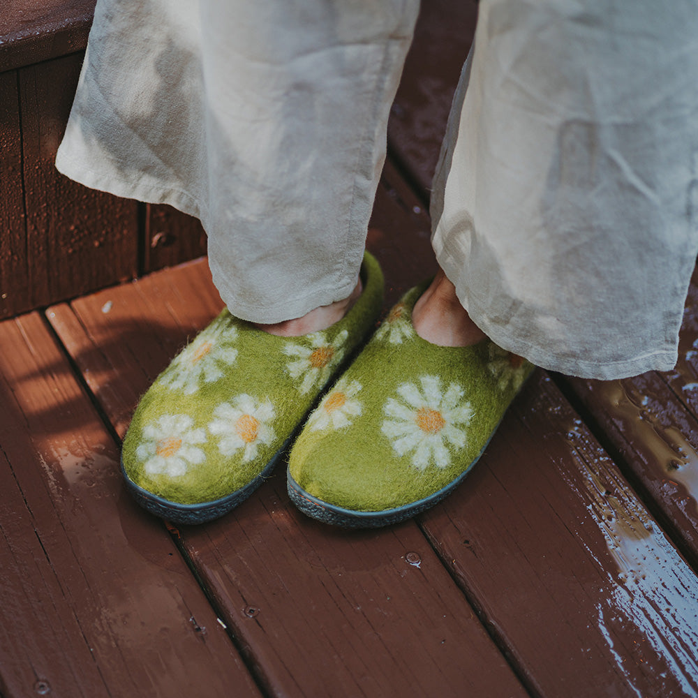Green Comfort Daisy Slippers