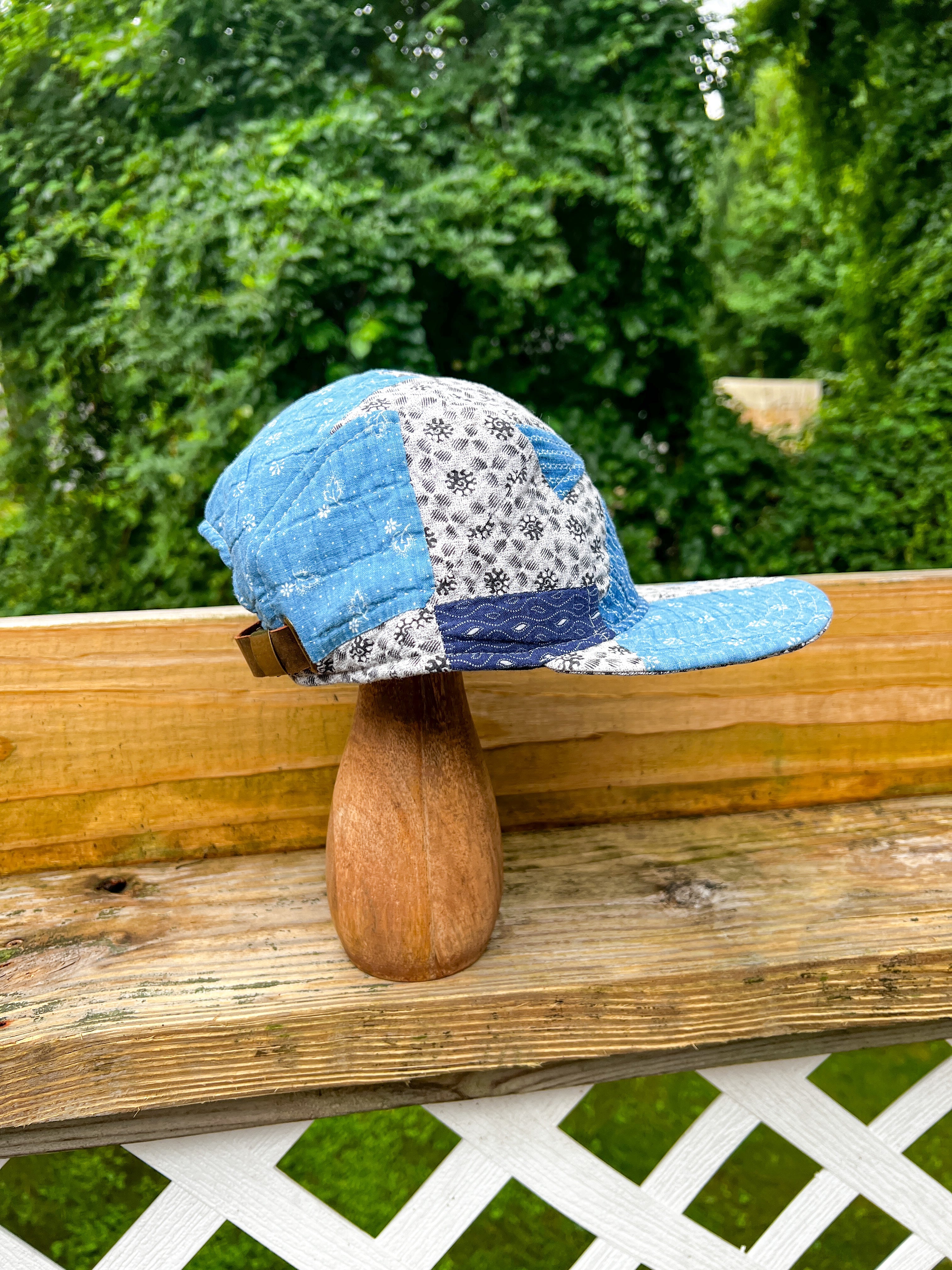 One-of-a-Kind: Indigo Diamonds on Point 5 Panel Hat