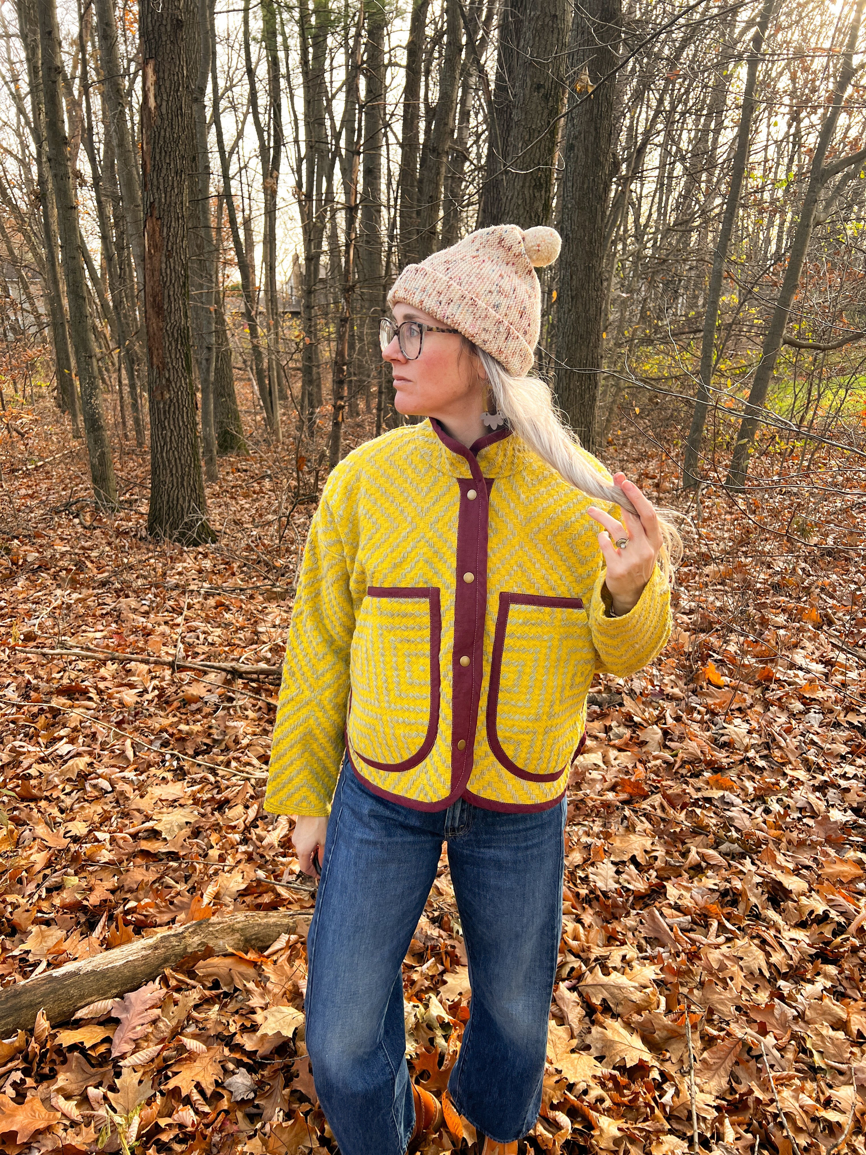 One-of-a-Kind: Woven Wool Coverlet Flora Jacket (S)