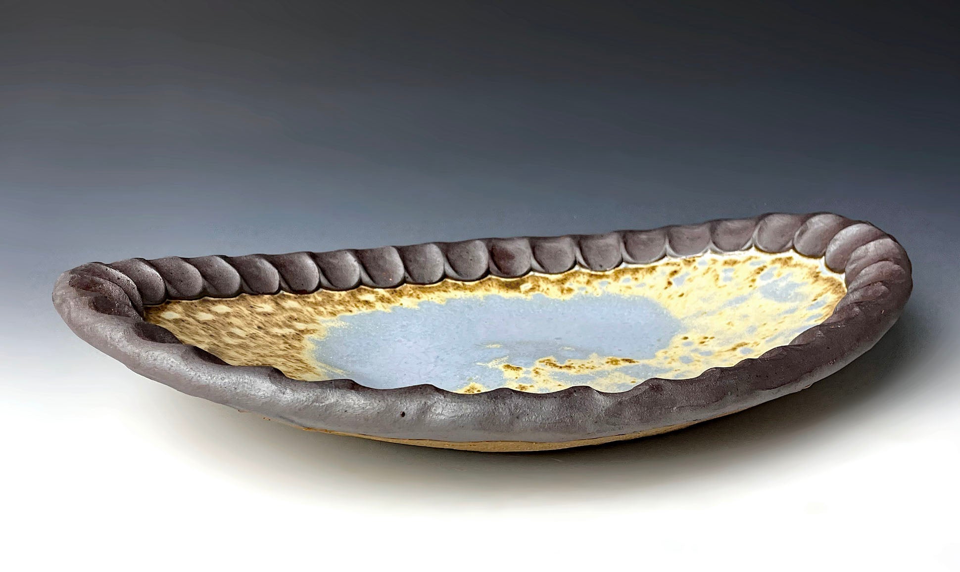 Stoneware Oval Platter in Blue & Salt