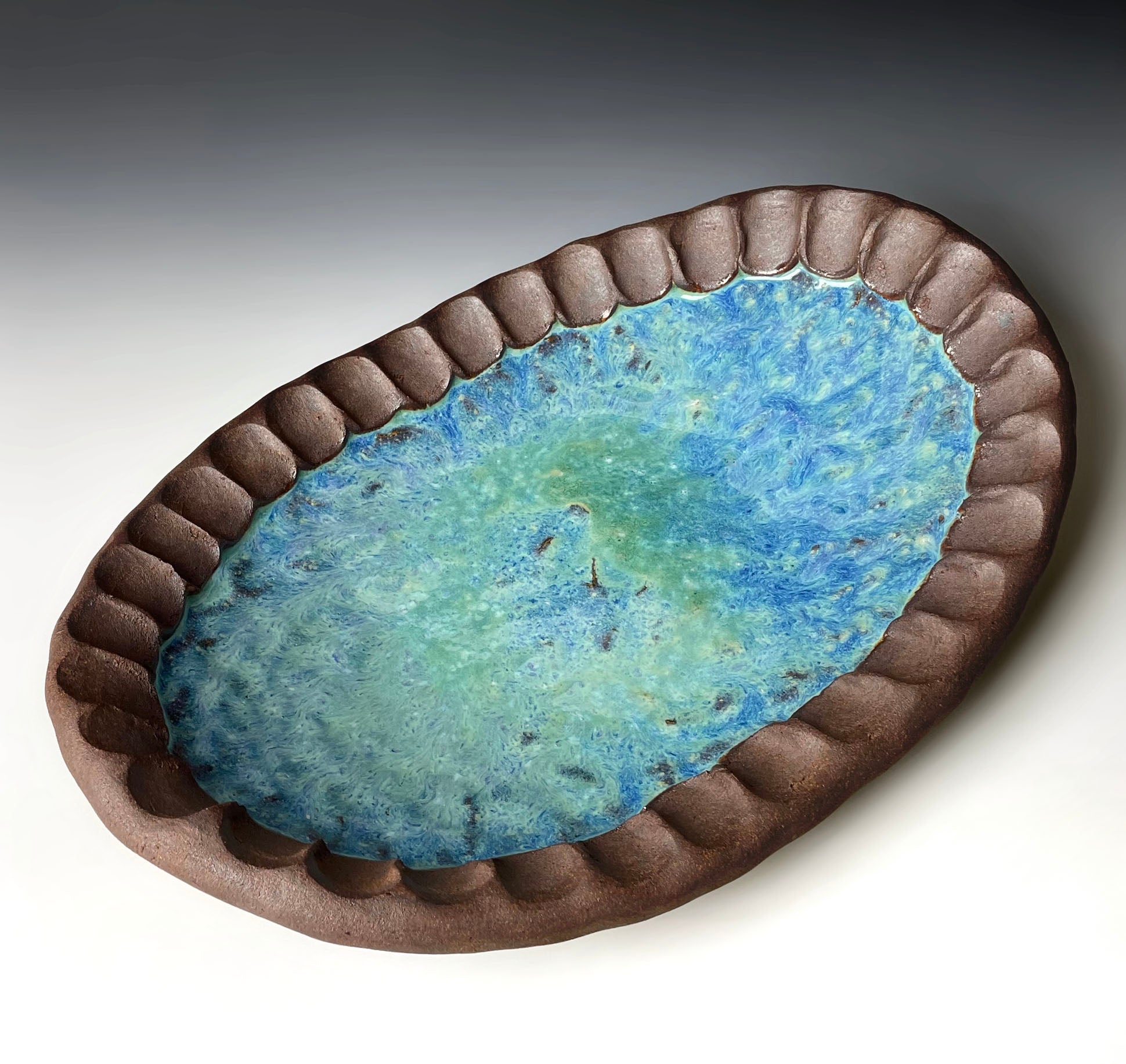 Stoneware Oval Patter in Serena Blue