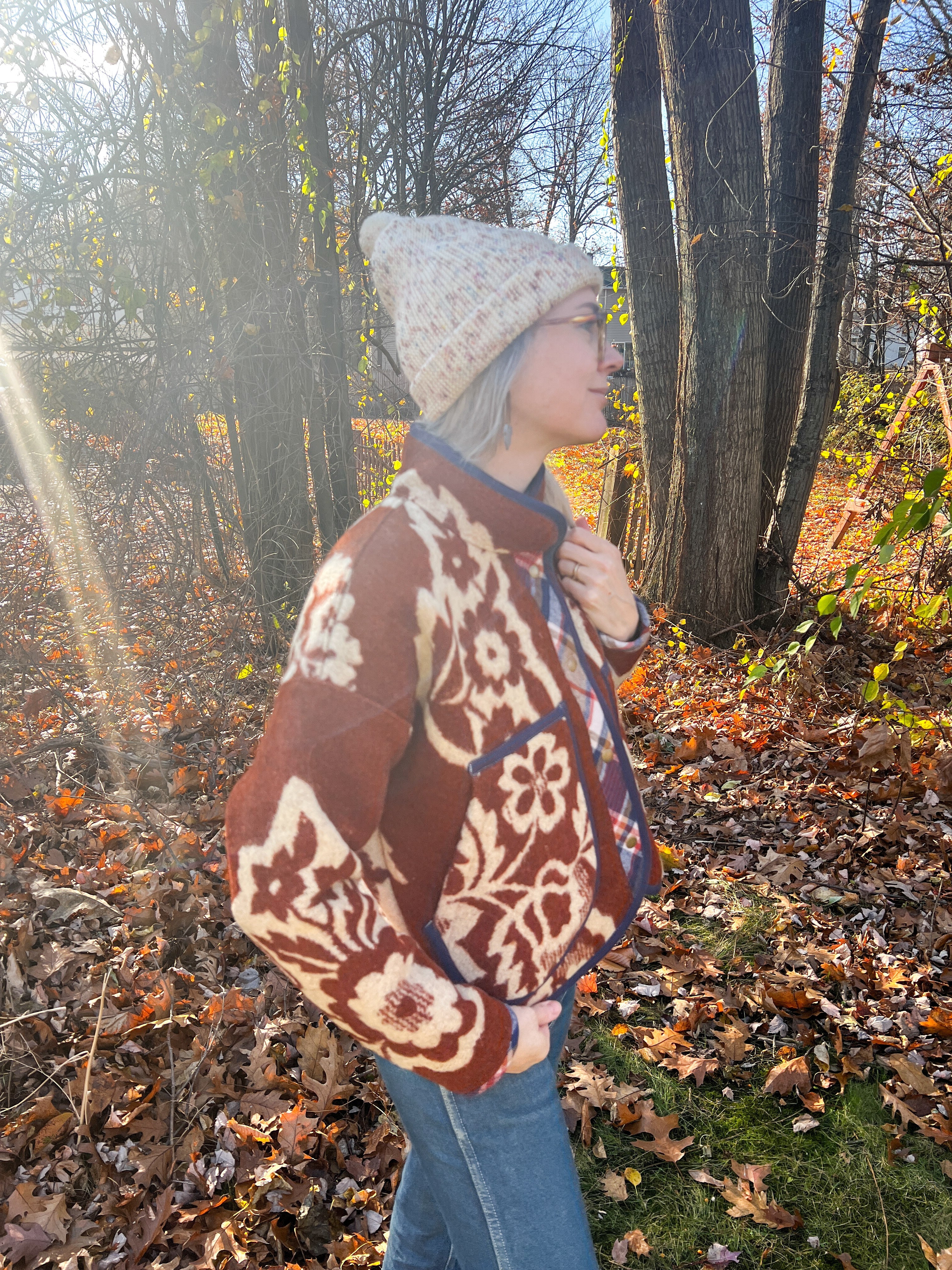 One-of-a-Kind: Ukrainian Floral Wool Blanket Flora Jacket (XS)