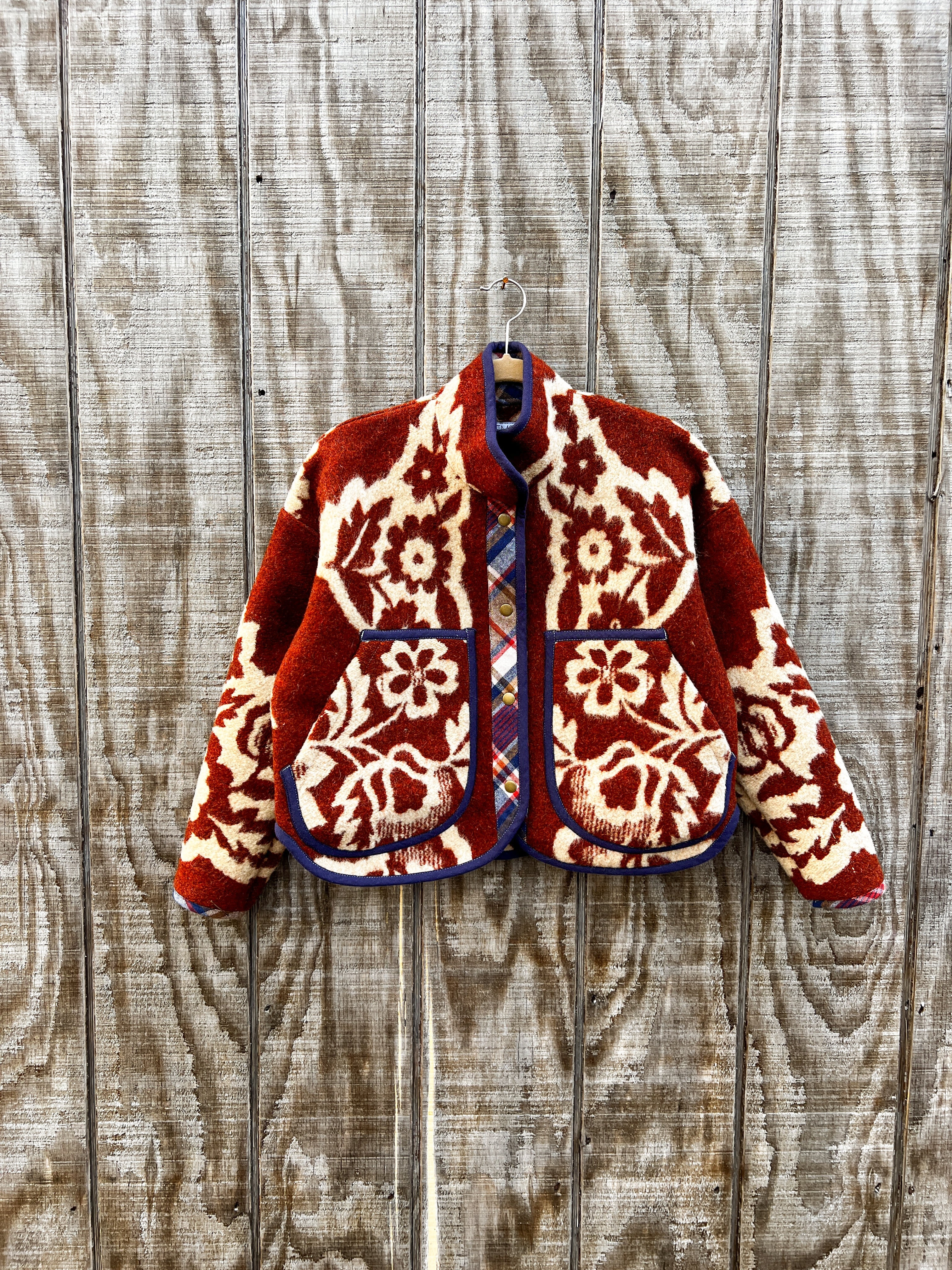 One-of-a-Kind: Ukrainian Floral Wool Blanket Flora Jacket (XS)