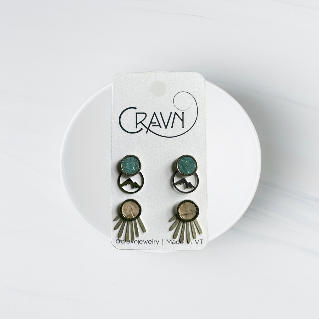 Interchangeable Studs - Silver Mountain + Fringe