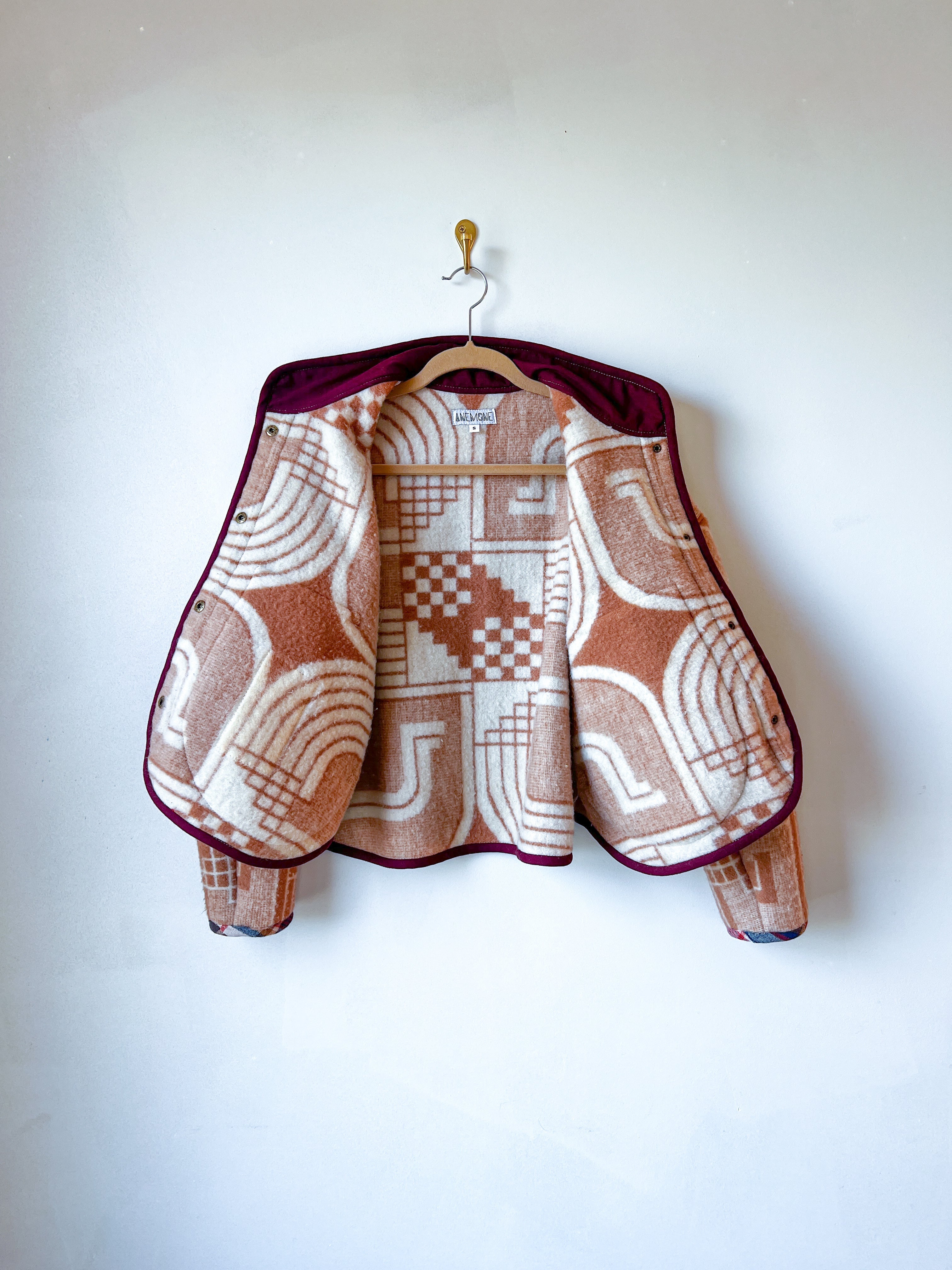 One-of-a-Kind: Vintage Mod Geometric Blanket Flora Jacket (S)