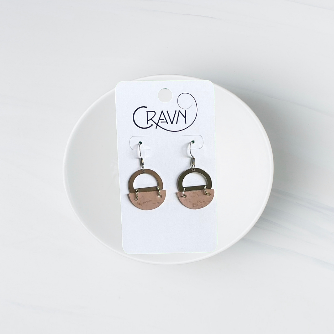 Cork & Silver Circles Earrings