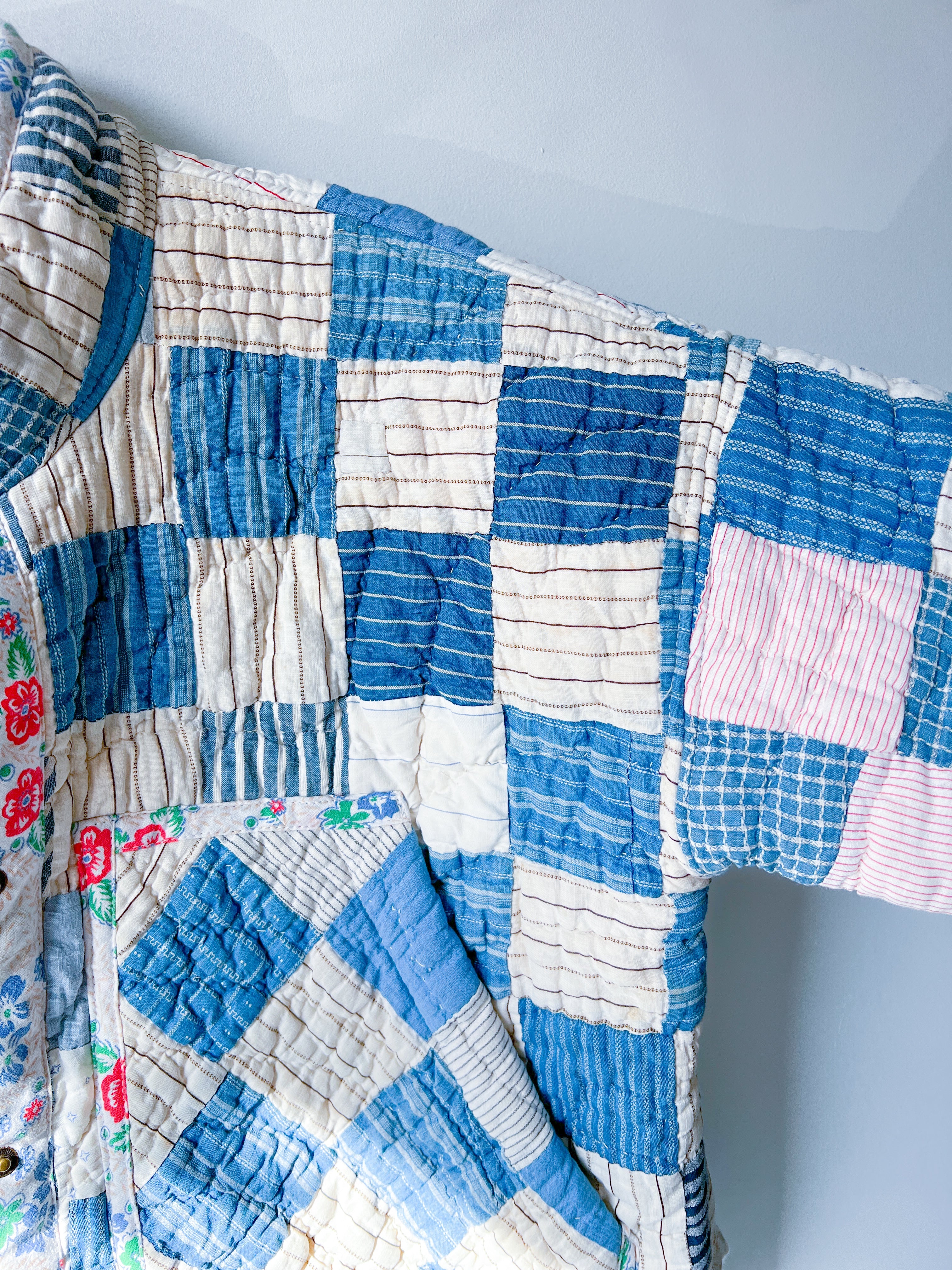 One-of-a-Kind: Patchwork Blues Flora Jacket (S)