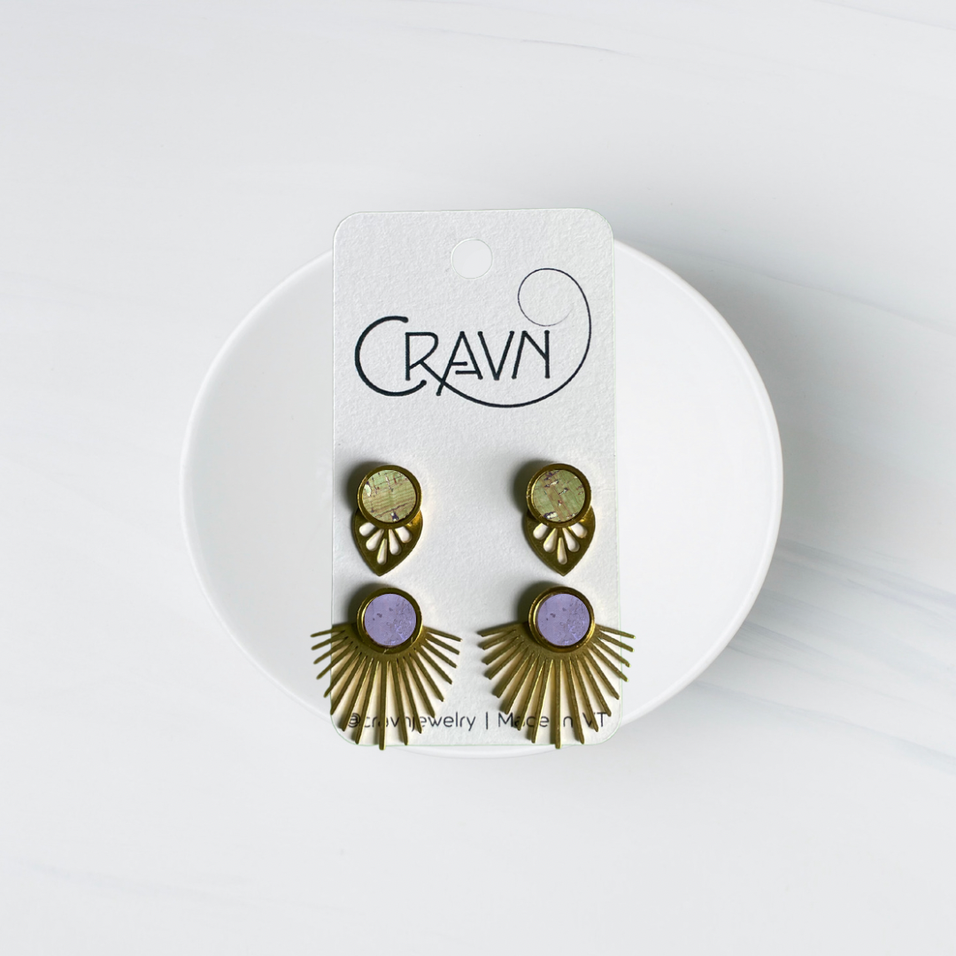 Interchangeable Studs - Brass Leaf + Fringe