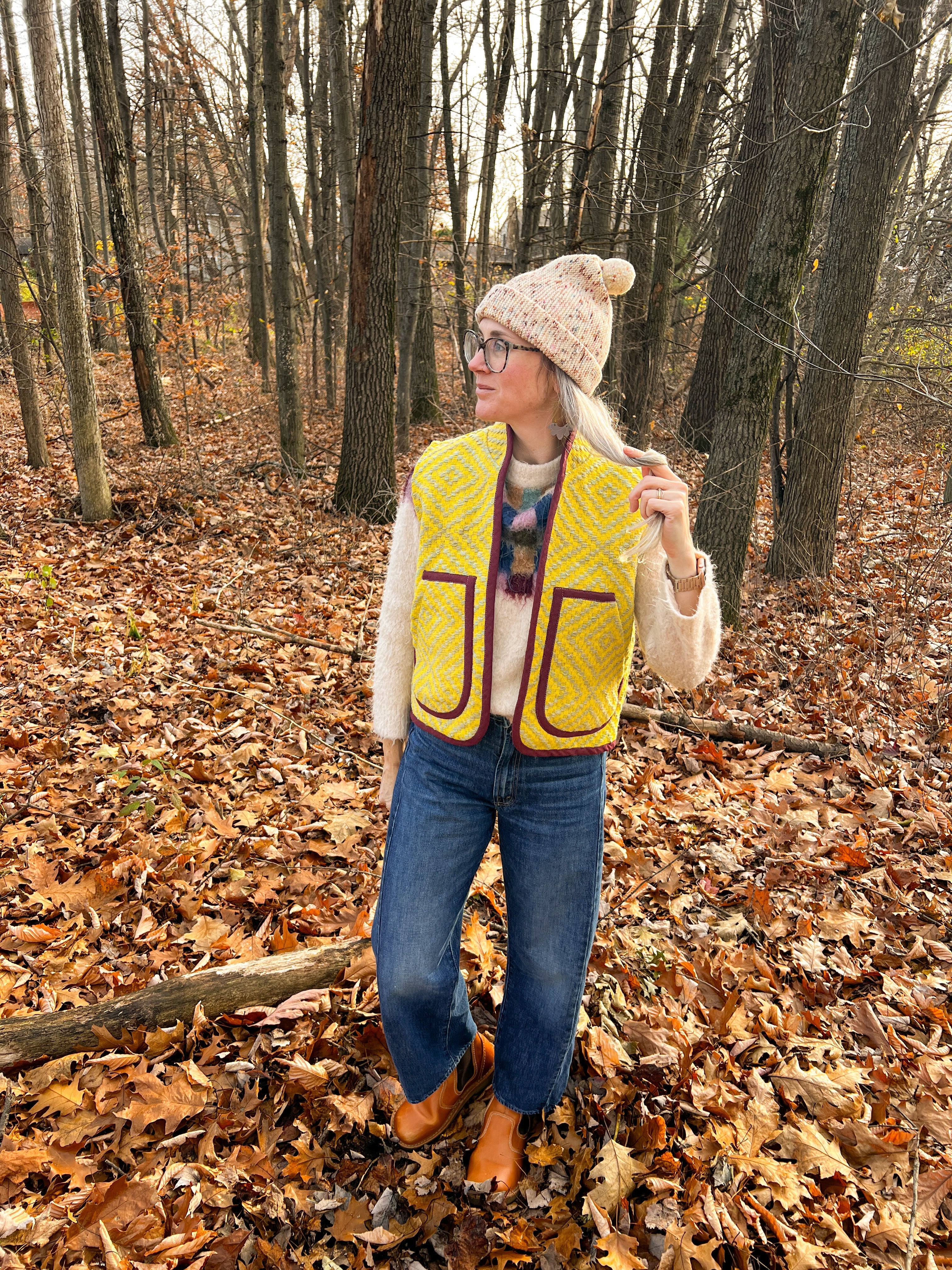 One-of-a-Kind: Woven Wool Coverlet Vest (XS-M)