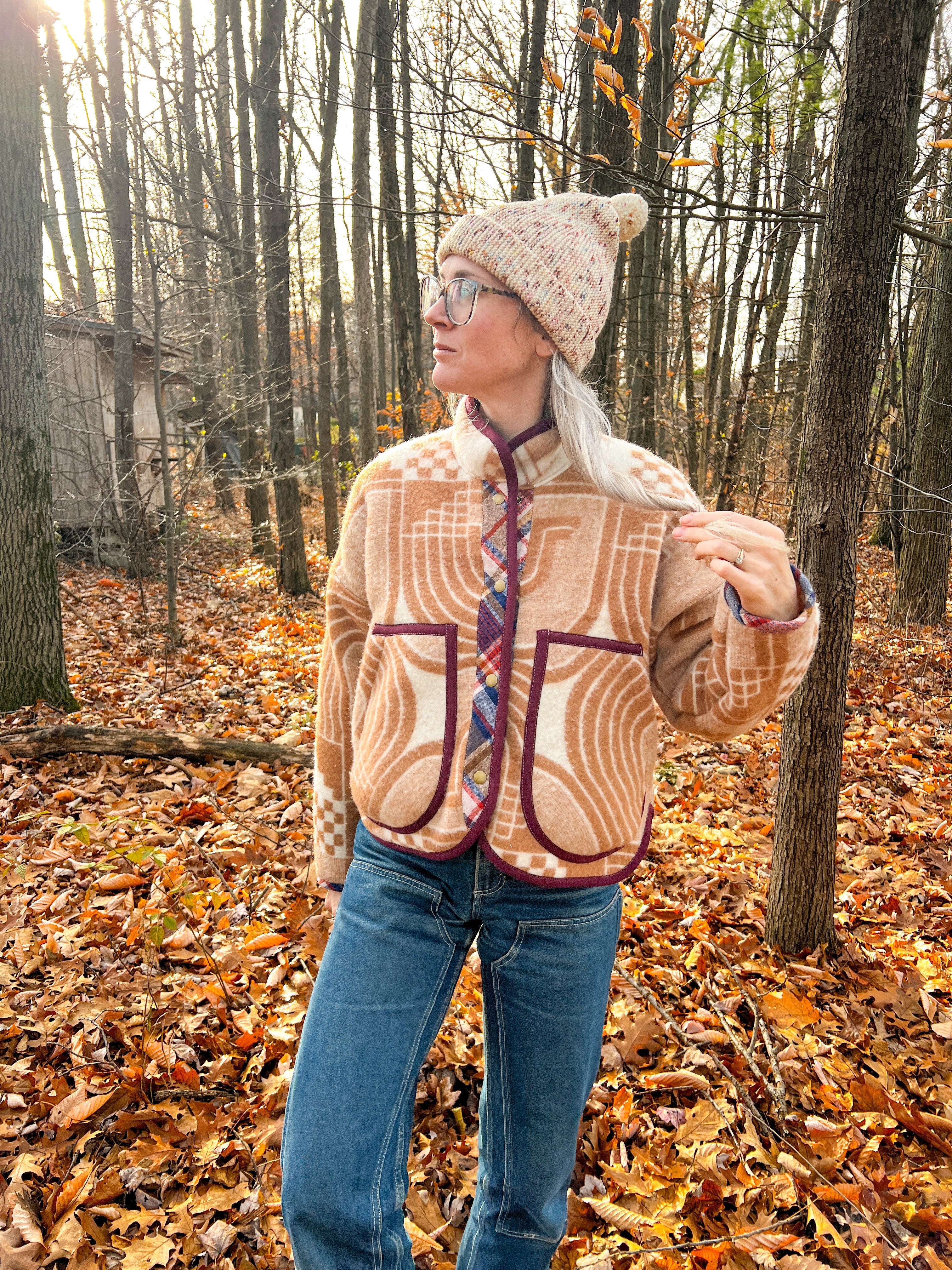 One-of-a-Kind: Vintage Mod Geometric Blanket Flora Jacket (S)