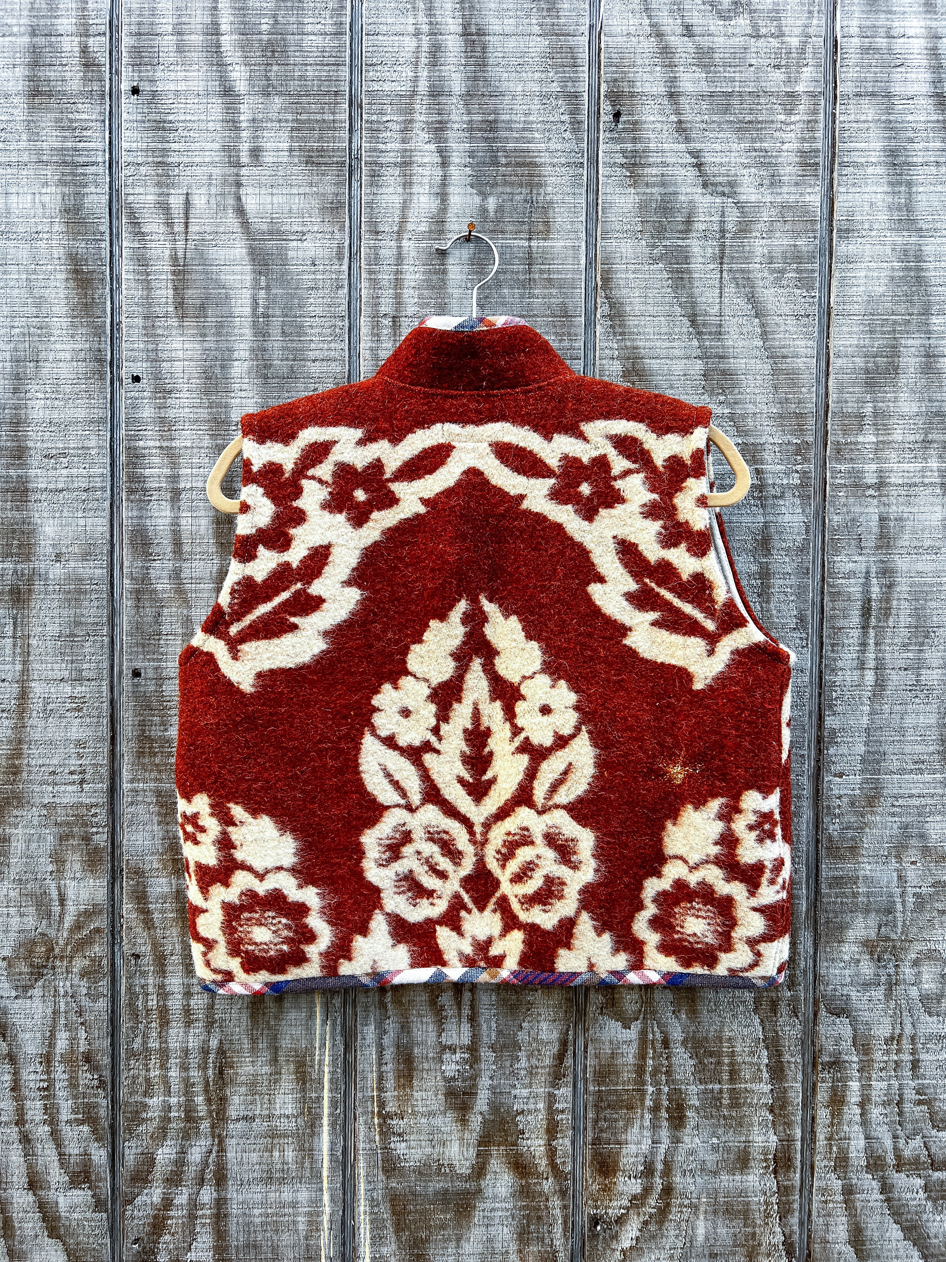 One-of-a-Kind: Ukrainian Floral Wool Blanket Cropped Vest (XS-S)