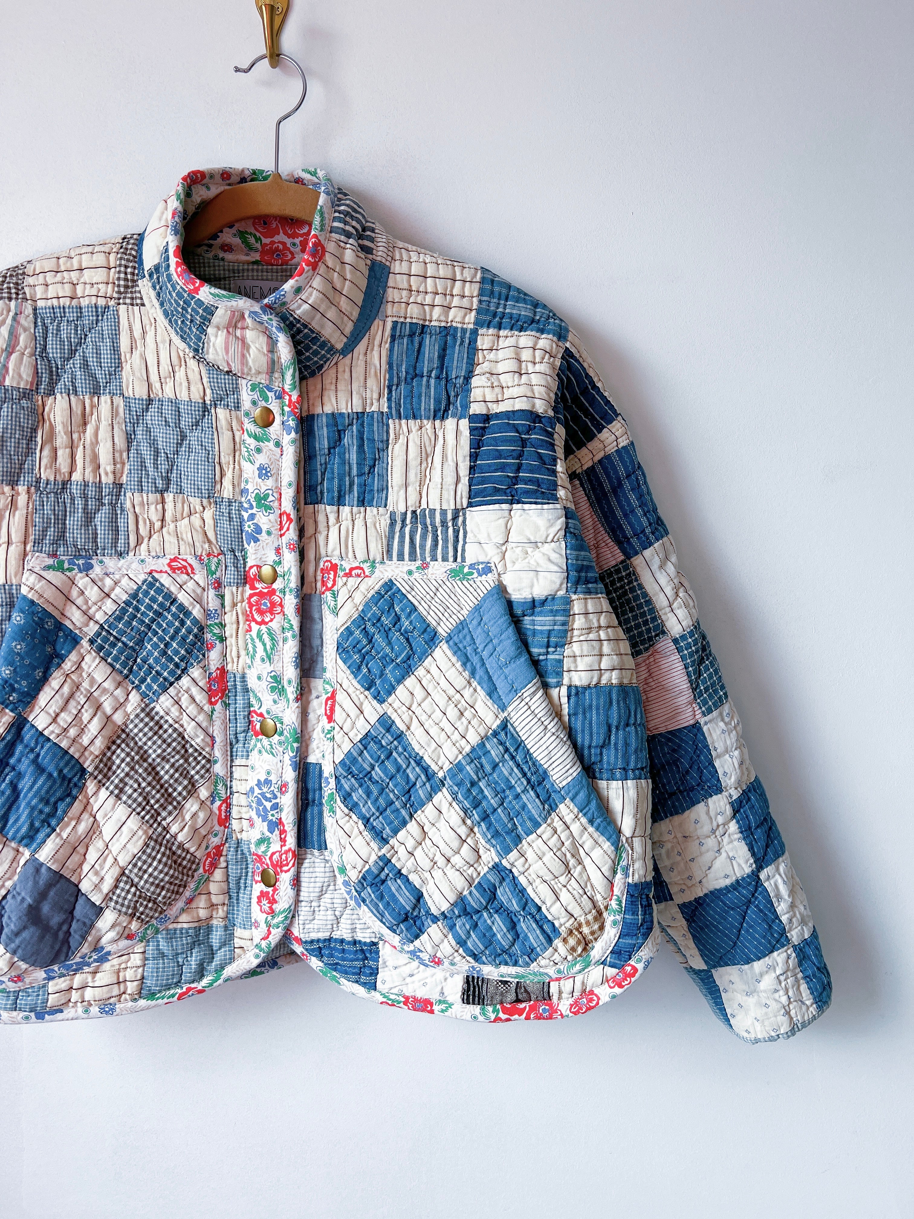 One-of-a-Kind: Patchwork Blues Flora Jacket (S)