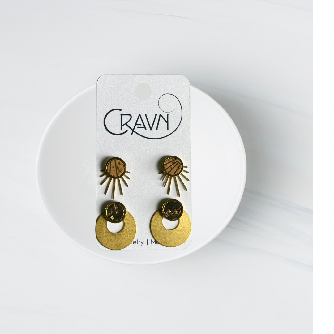 Interchangeable Studs - Brass Small Fringe + Circle