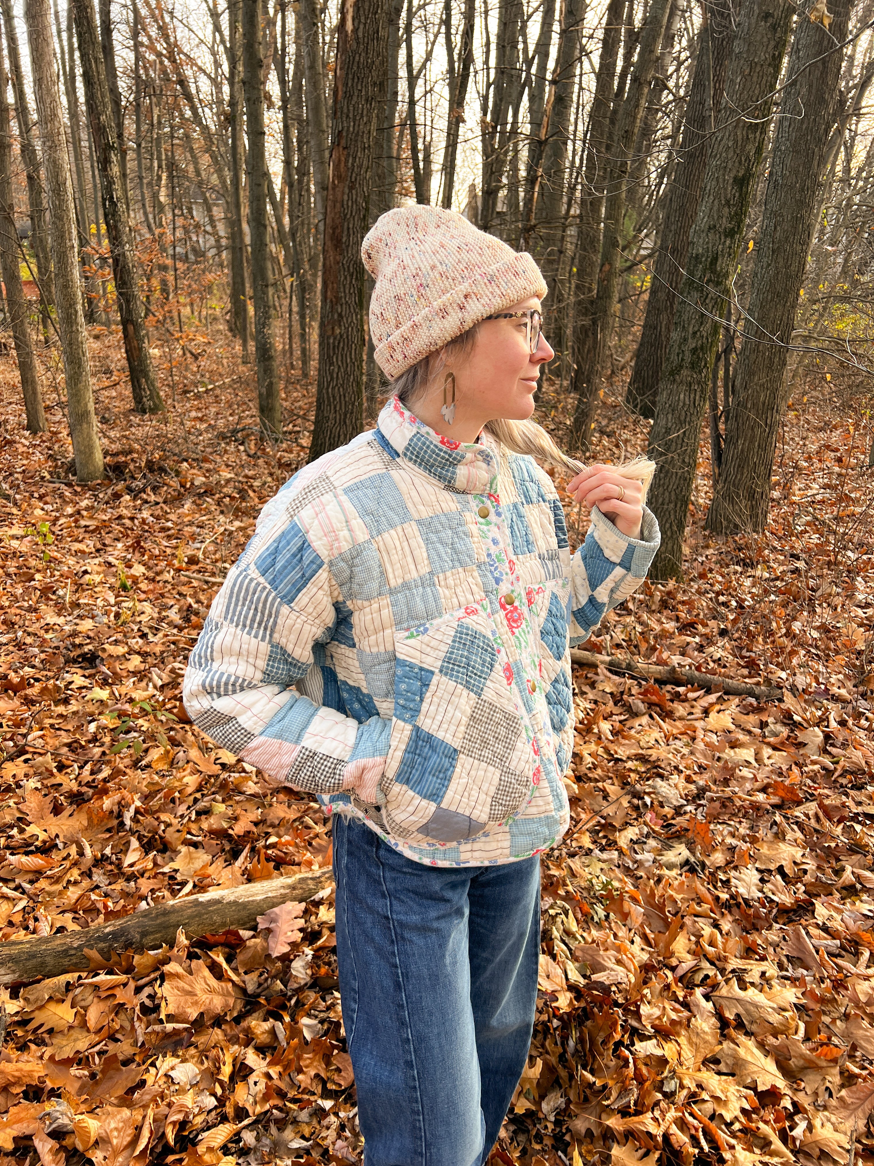 One-of-a-Kind: Patchwork Blues Flora Jacket (S)