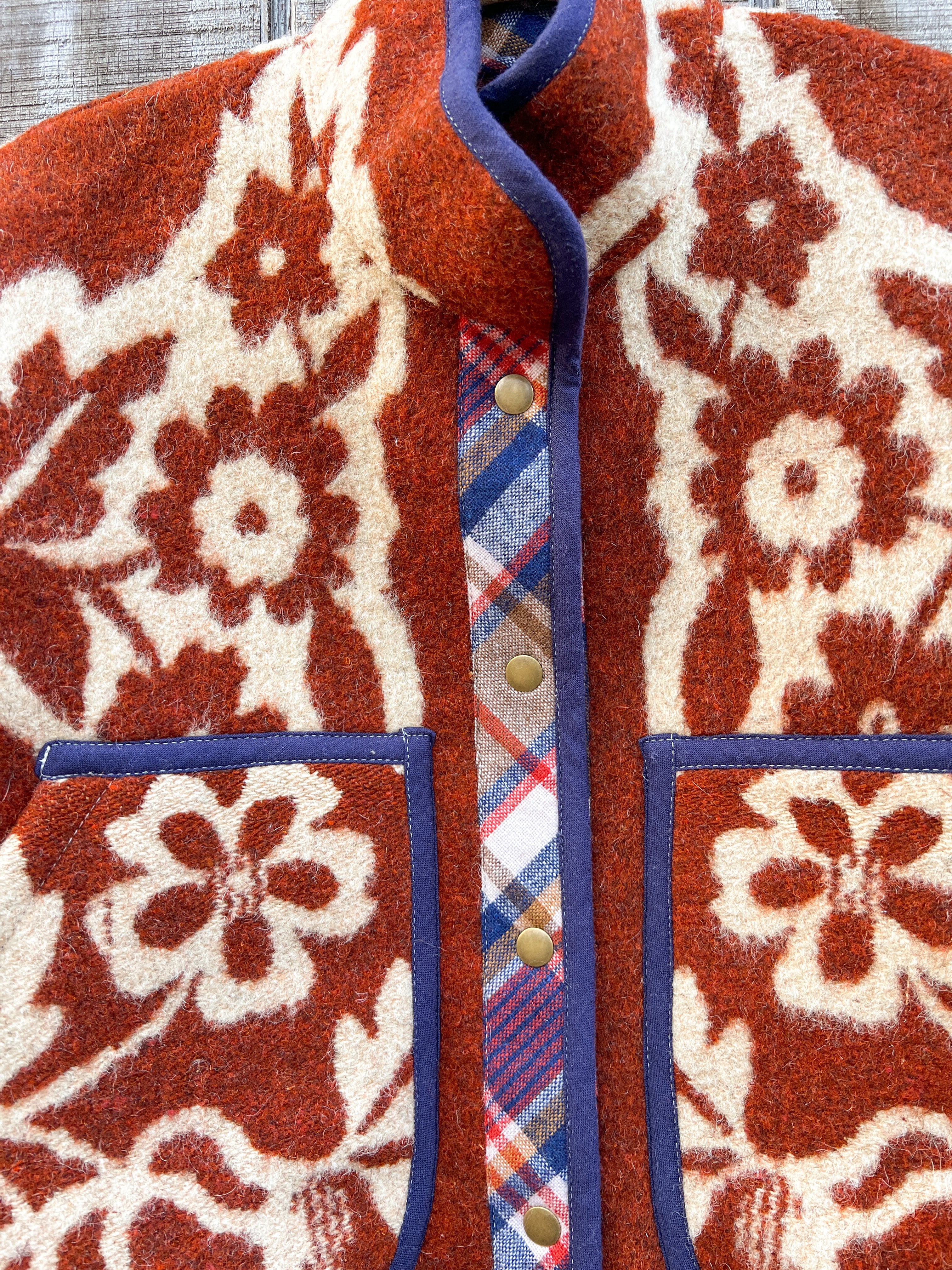 One-of-a-Kind: Ukrainian Floral Wool Blanket Flora Jacket (XS)