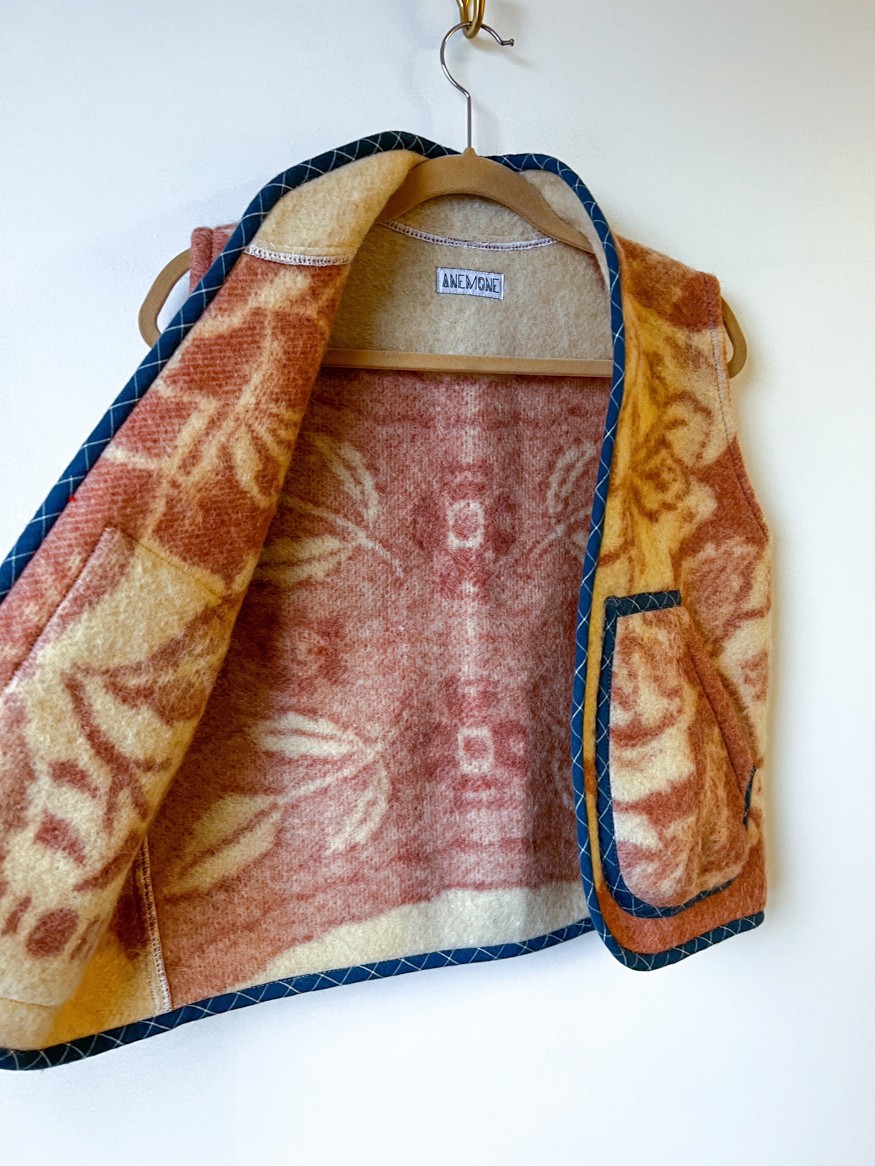 One-of-a-Kind: Vintage Golden Dawn Wool Blanket Vest #2 (XS-M)