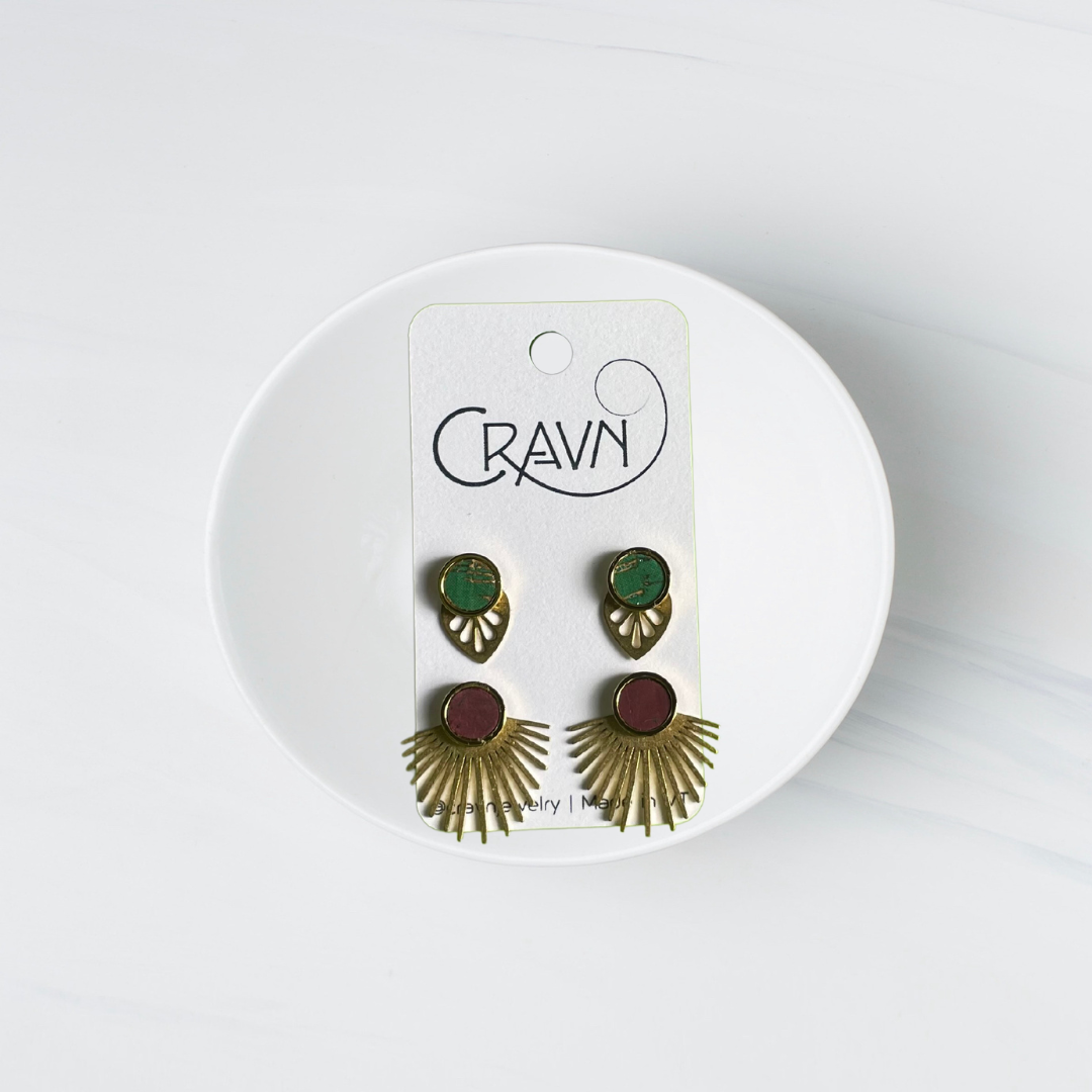 Interchangeable Studs - Brass Leaf + Fringe