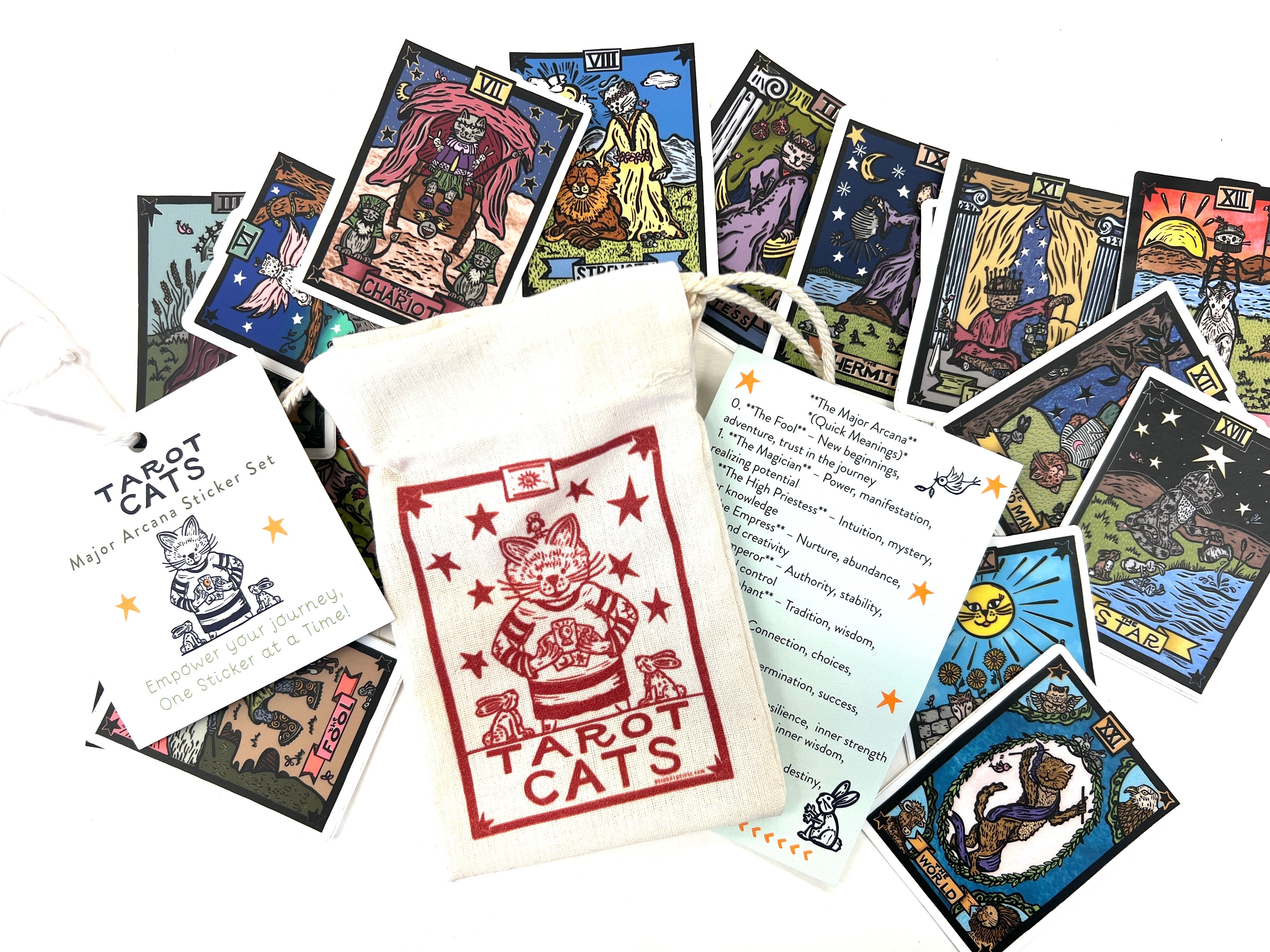 Tarot Cat Sticker Pouch - Major Arcana set of stickers