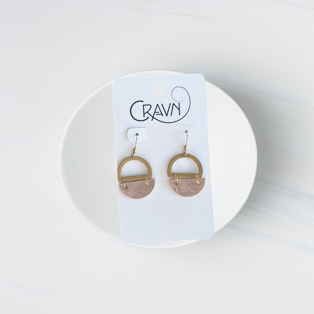 Cork & Brass Circles Earrings