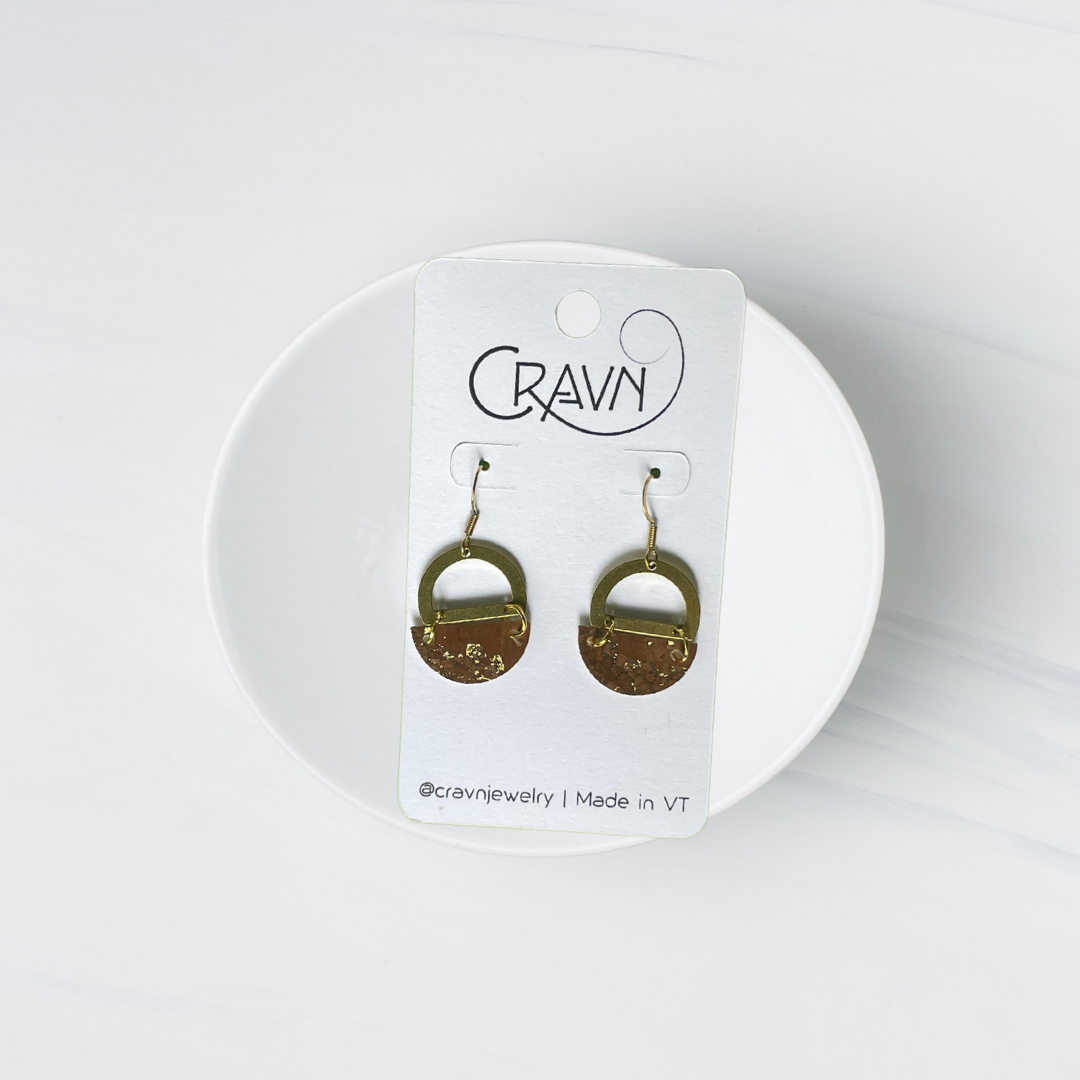 Cork & Brass Circles Earrings