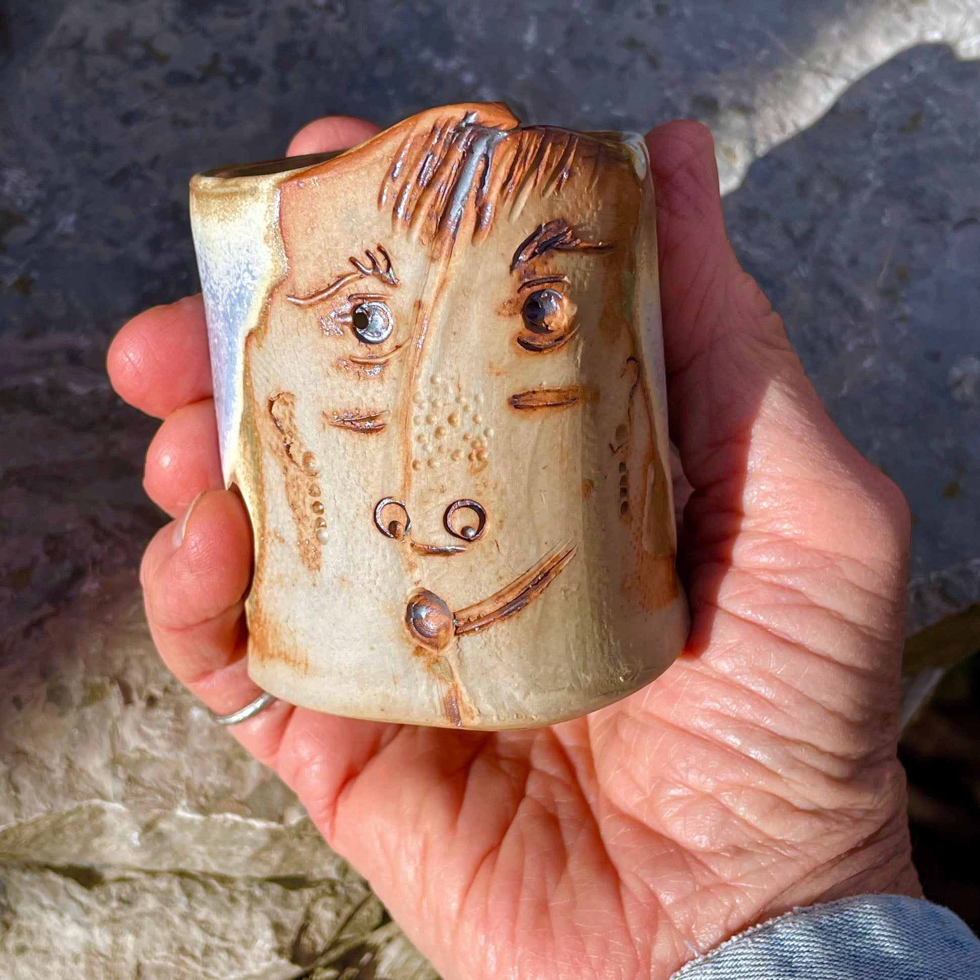 Stoneware Tiny Face Tumbler (#E)