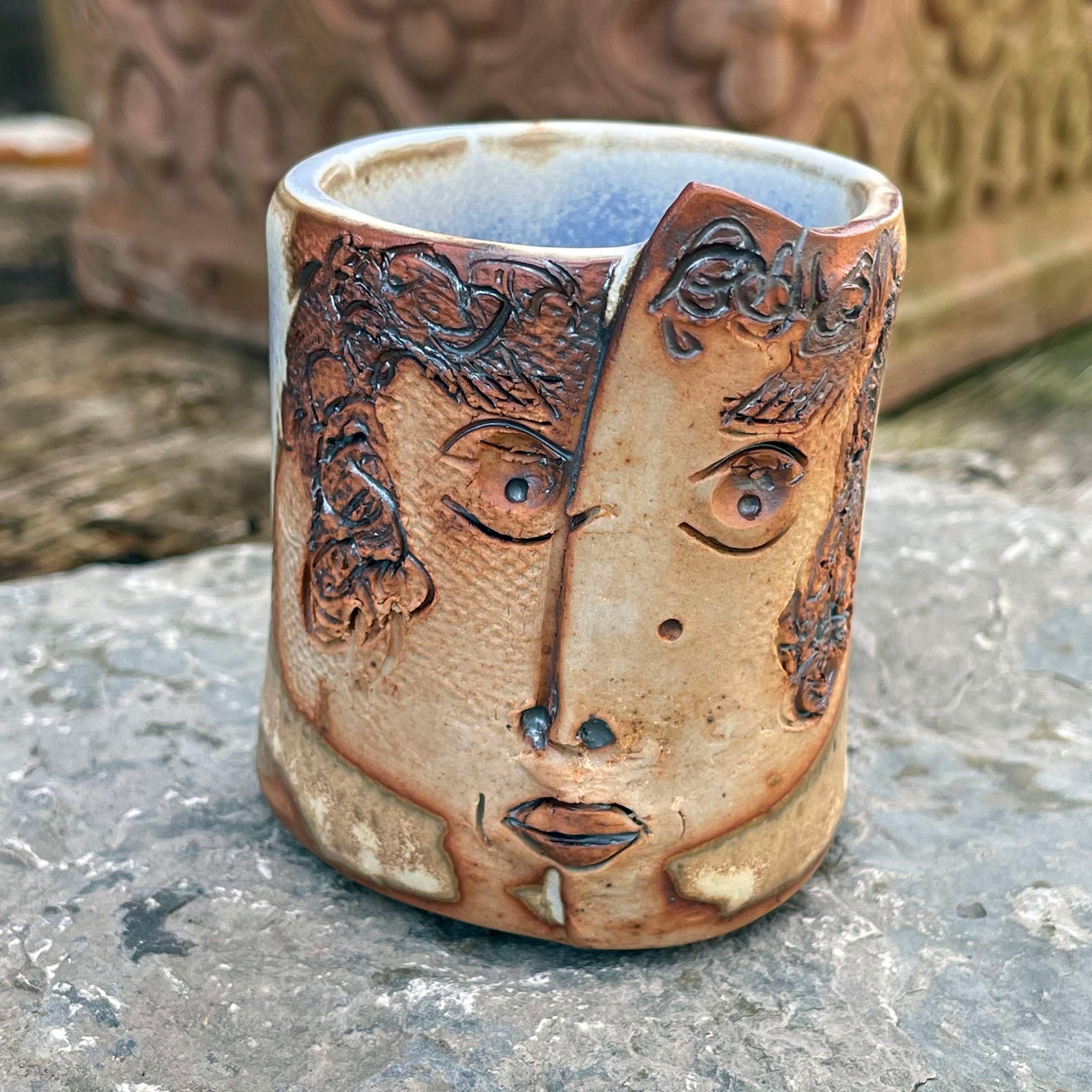 Stoneware Tiny Face Tumbler (#I)