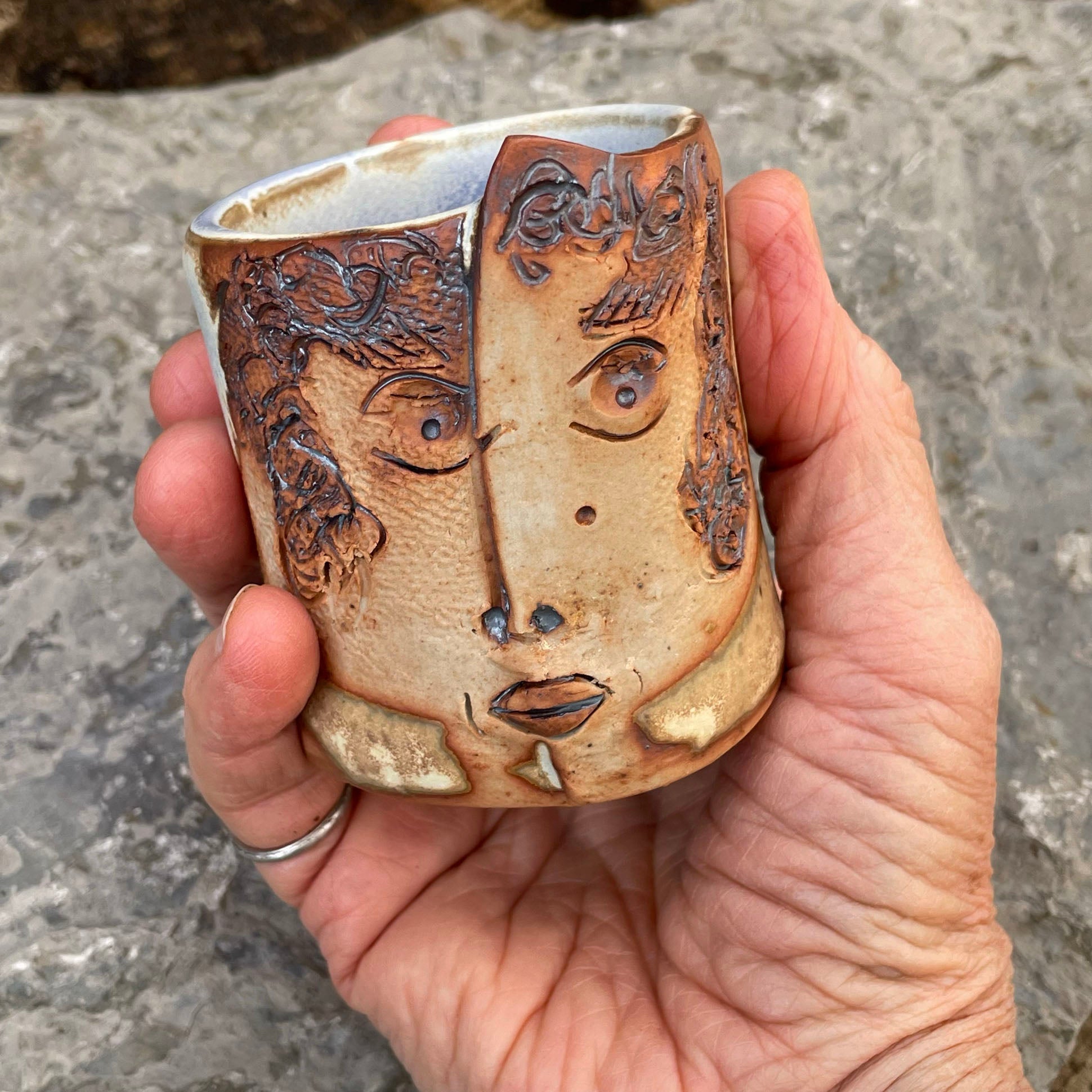 Stoneware Tiny Face Tumbler (#I)