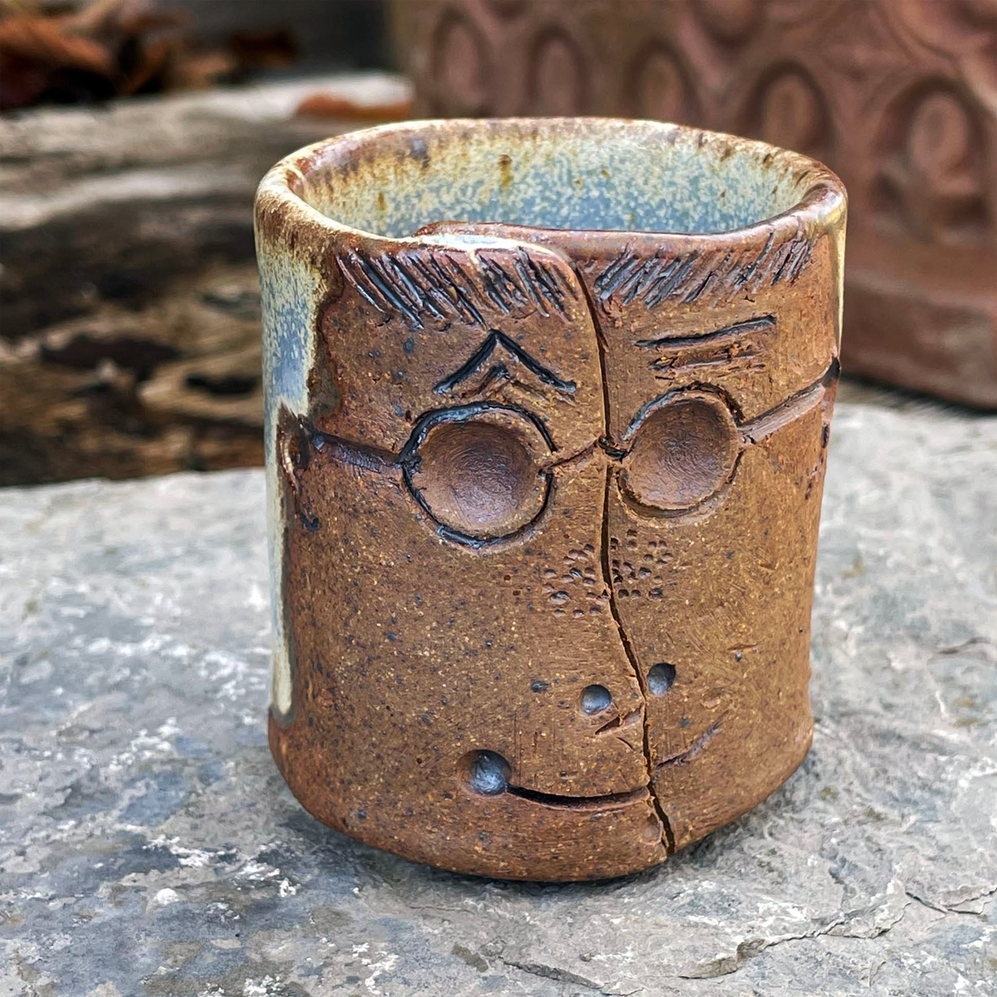 Stoneware Tiny Face Tumbler (#J)