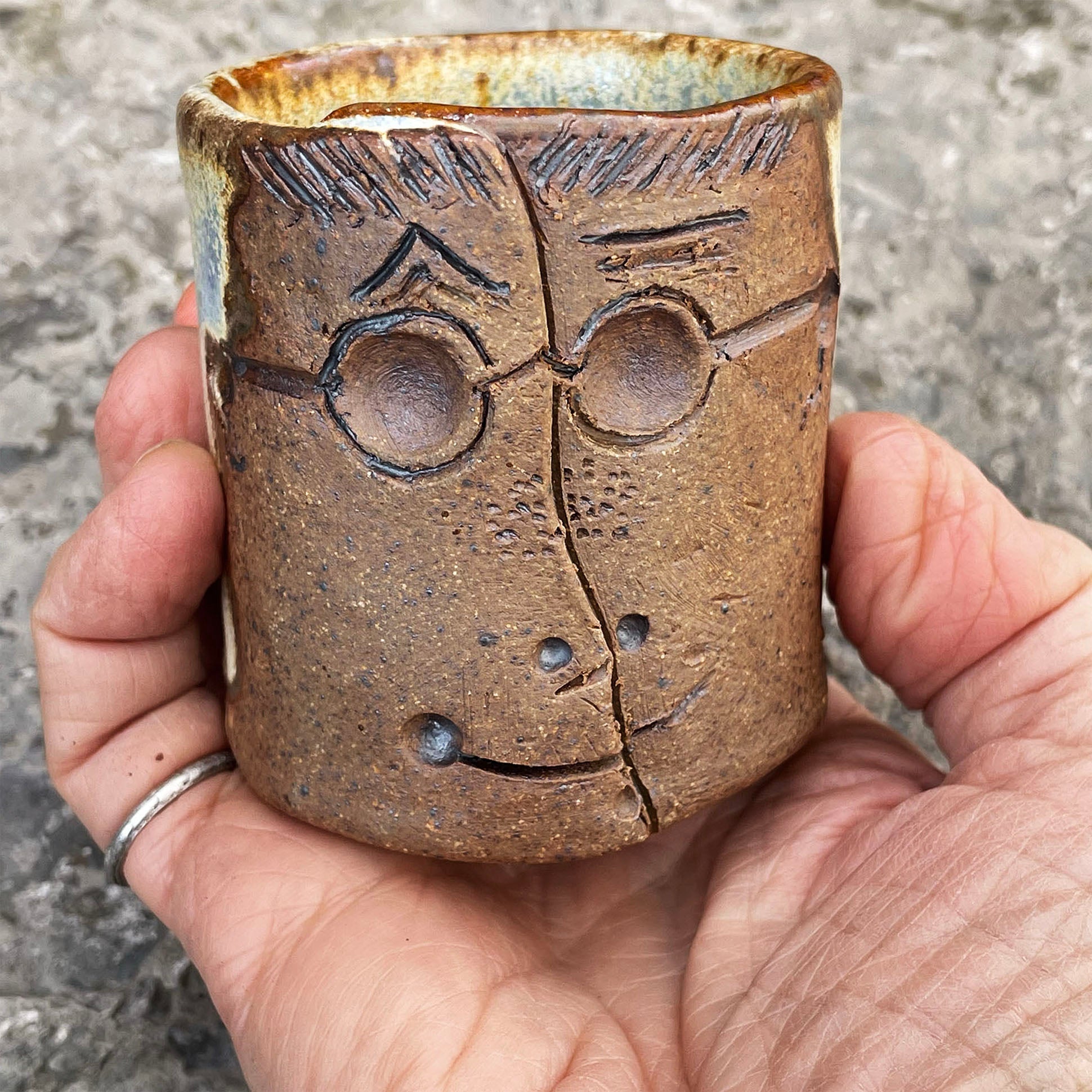 Stoneware Tiny Face Tumbler (#J)