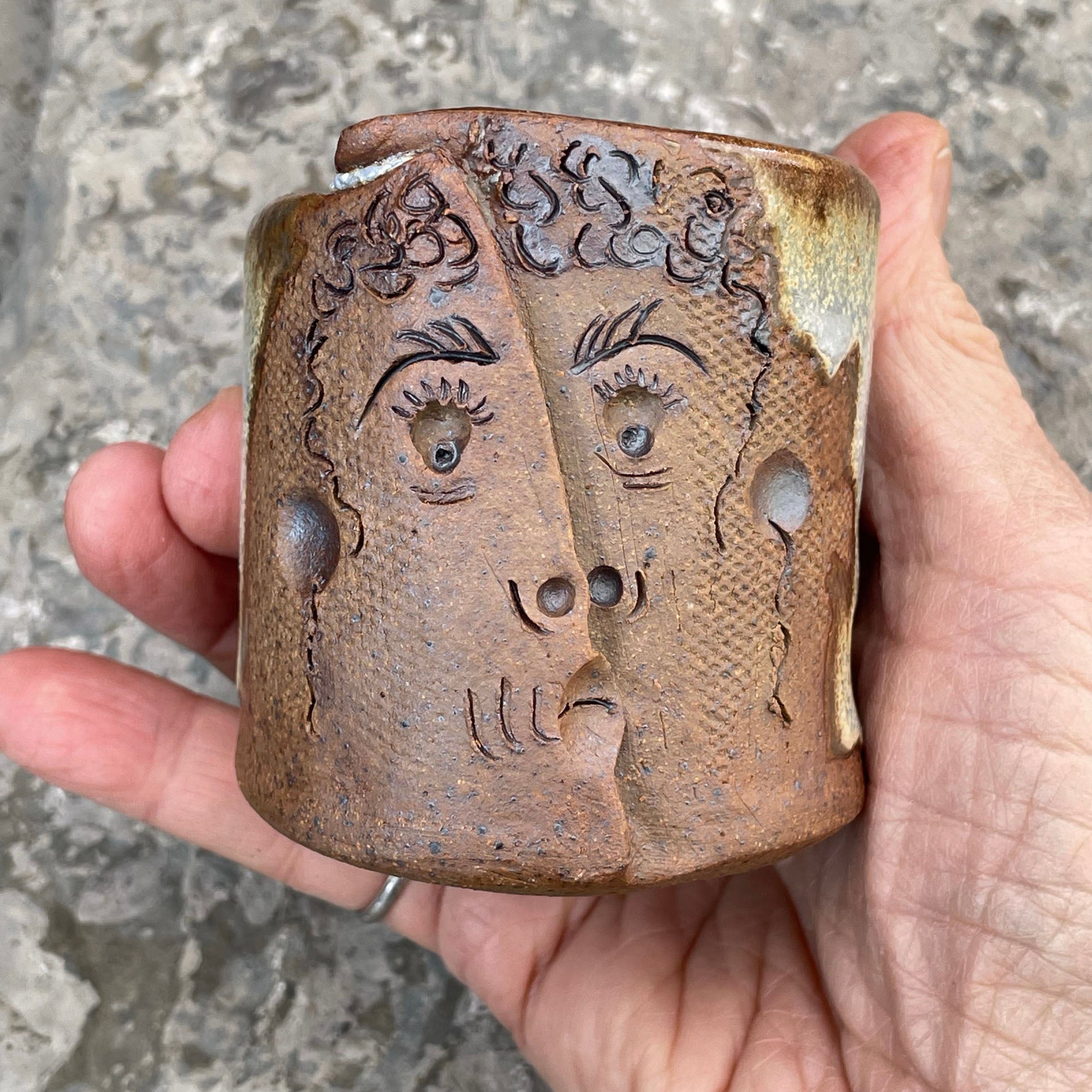 Stoneware Tiny Face Tumbler (#O)