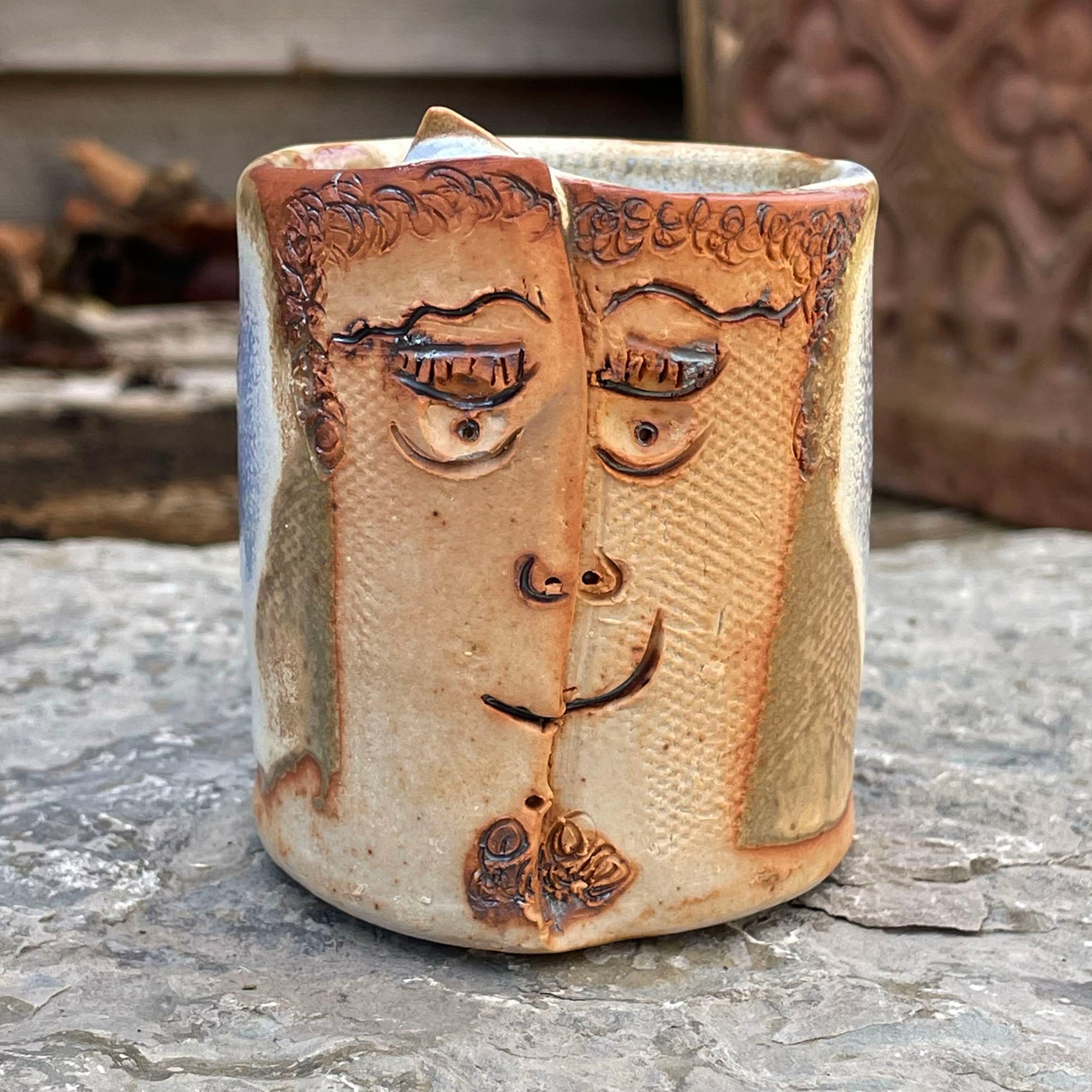 Stoneware Tiny Face Tumbler (#Q)