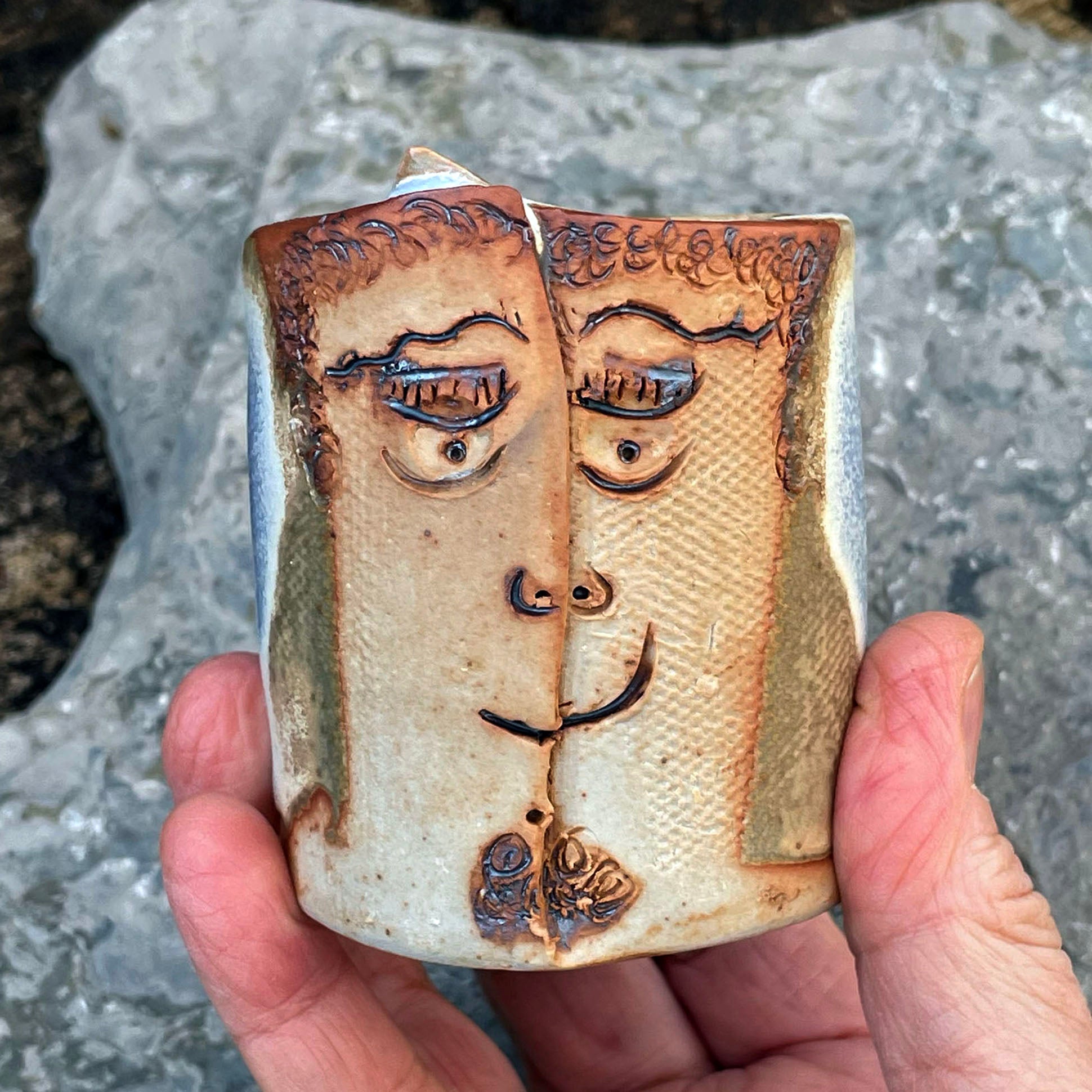 Stoneware Tiny Face Tumbler (#Q)