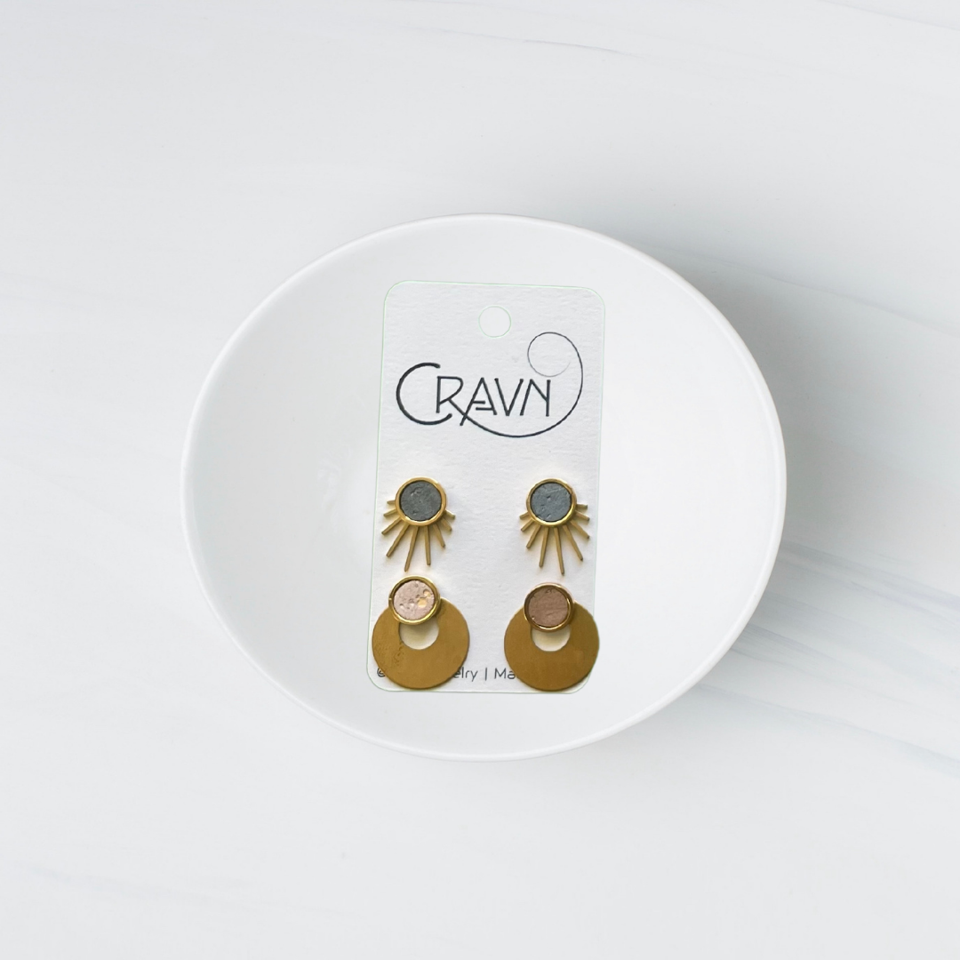 Interchangeable Studs - Brass Small Fringe + Circle