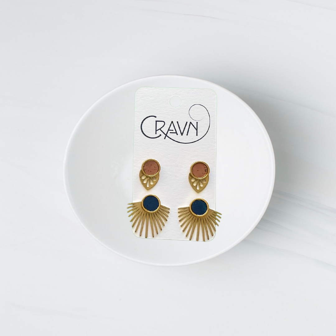 Interchangeable Studs - Brass Leaf + Fringe