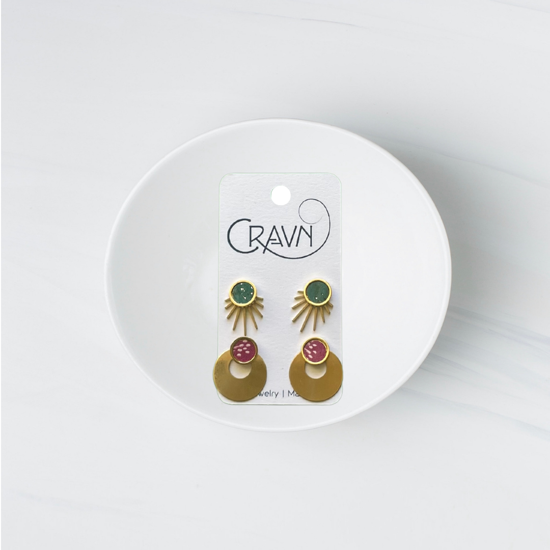 Interchangeable Studs - Brass Small Fringe + Circle