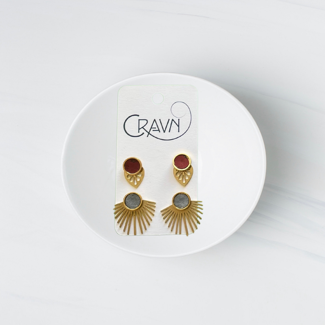 Interchangeable Studs - Brass Leaf + Fringe