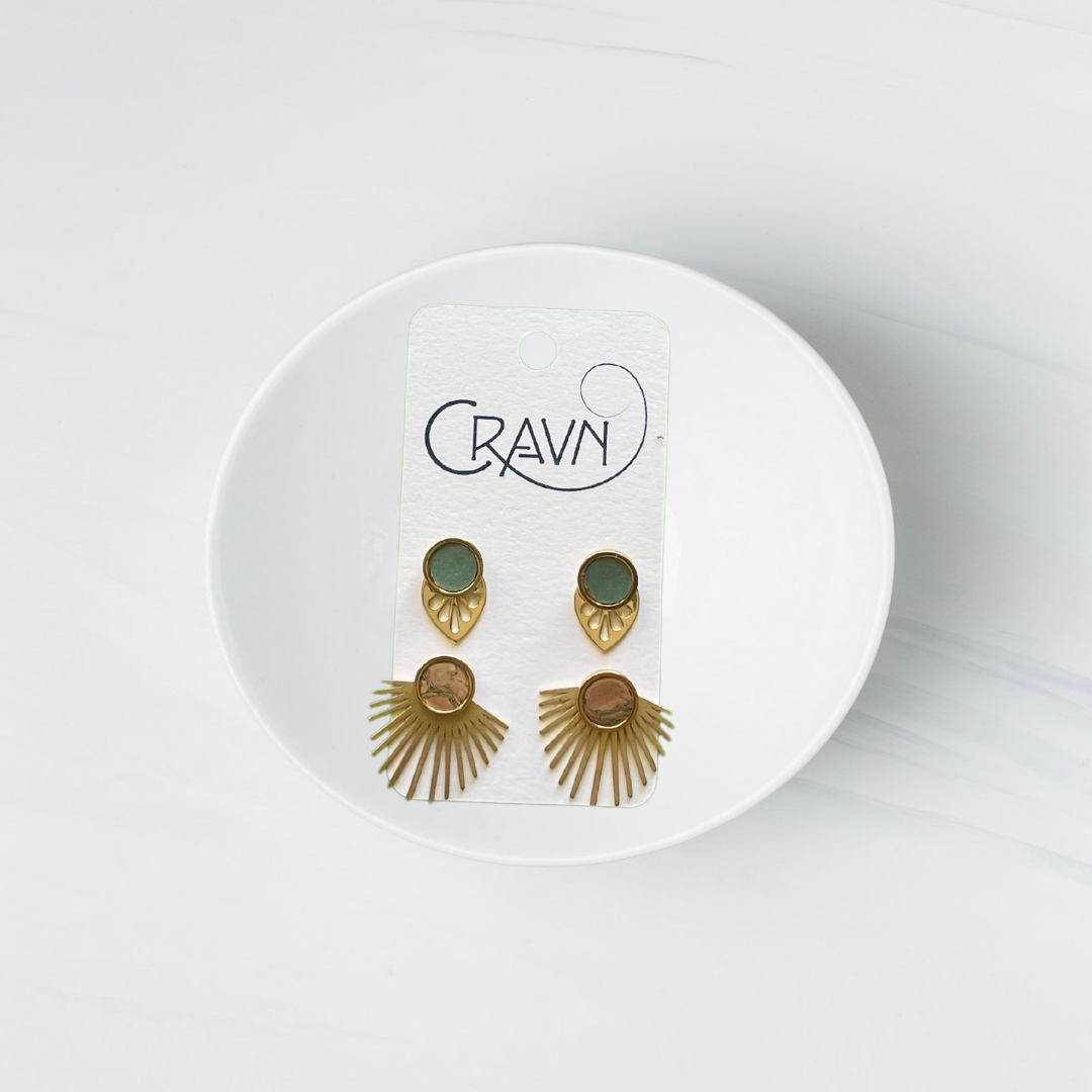 Interchangeable Studs - Brass Leaf + Fringe