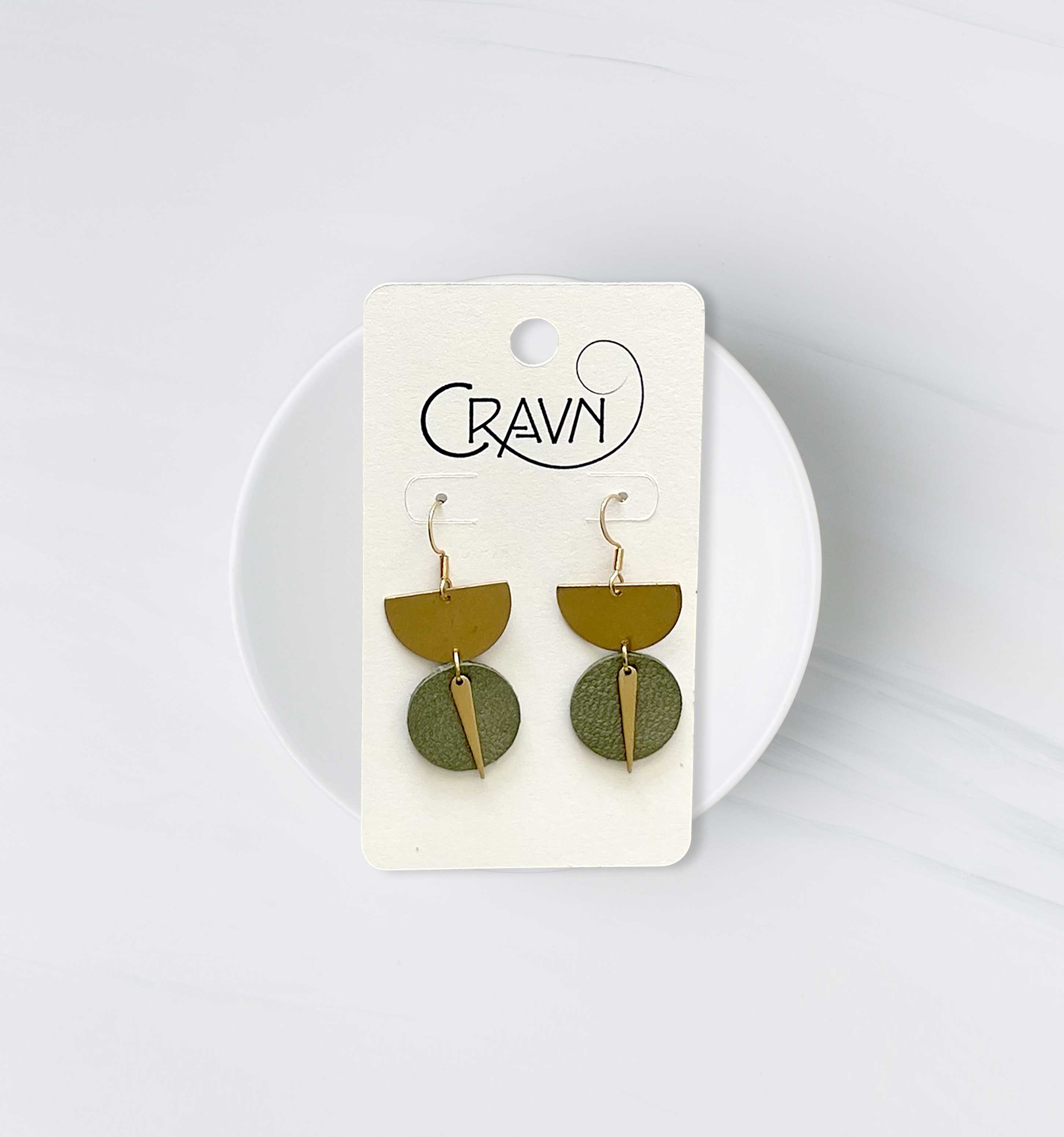 Leather & Brass Sundial Earrings