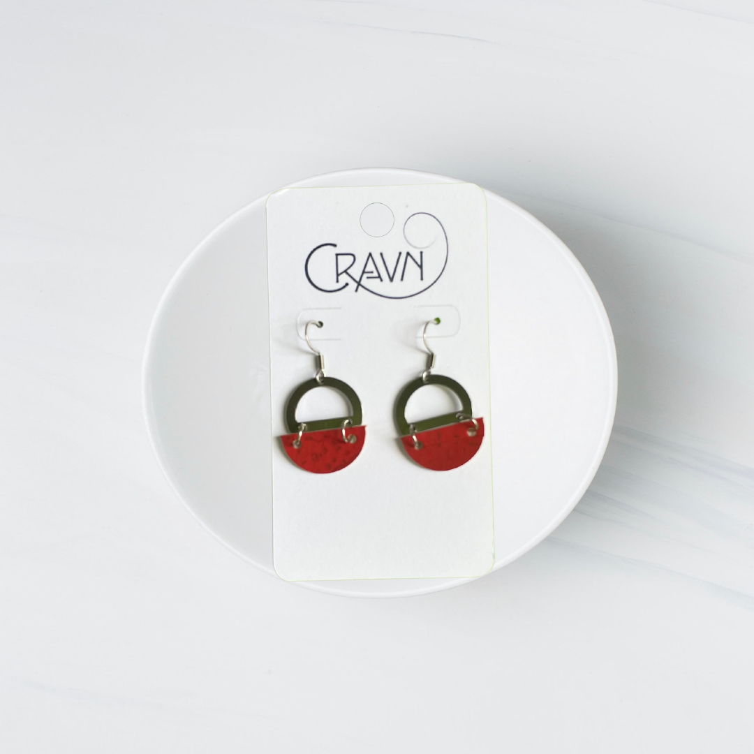 Cork & Silver Circles Earrings