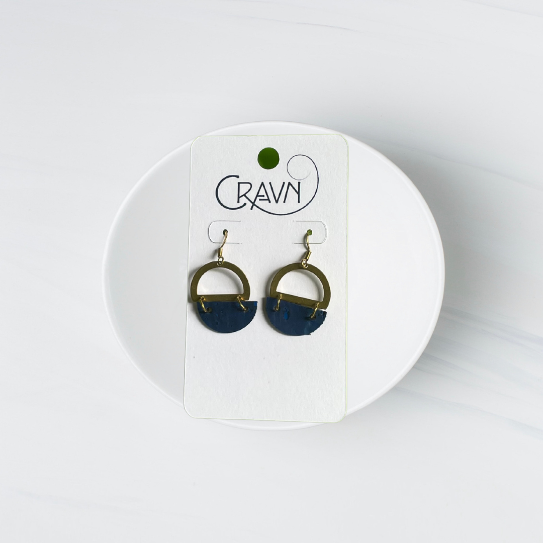 Cork & Brass Circles Earrings