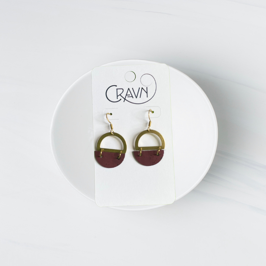 Cork & Brass Circles Earrings