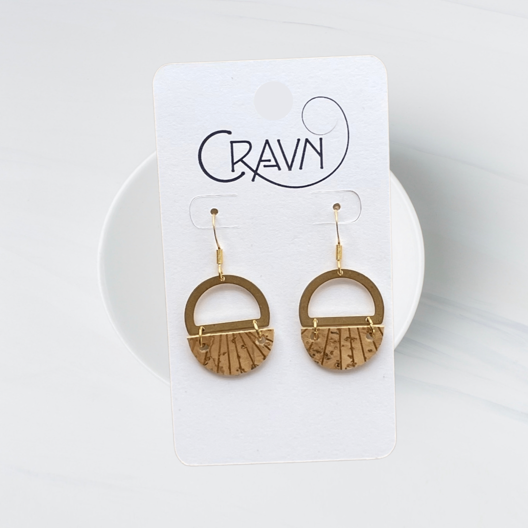 Cork & Brass Circles Earrings